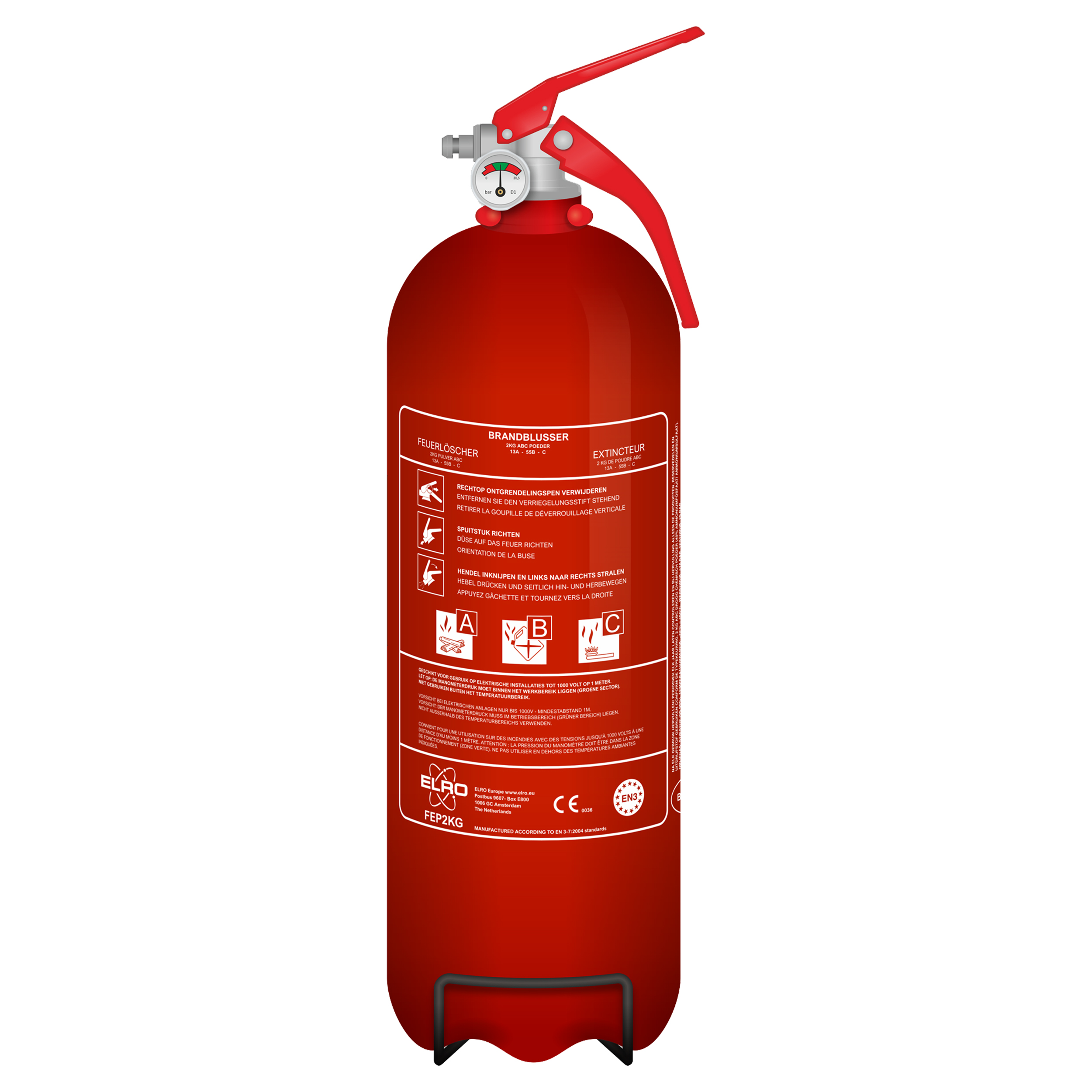 10.912.02 Elro  brandblusser poeder - ABC - 2 kg - FEP2KG rood 