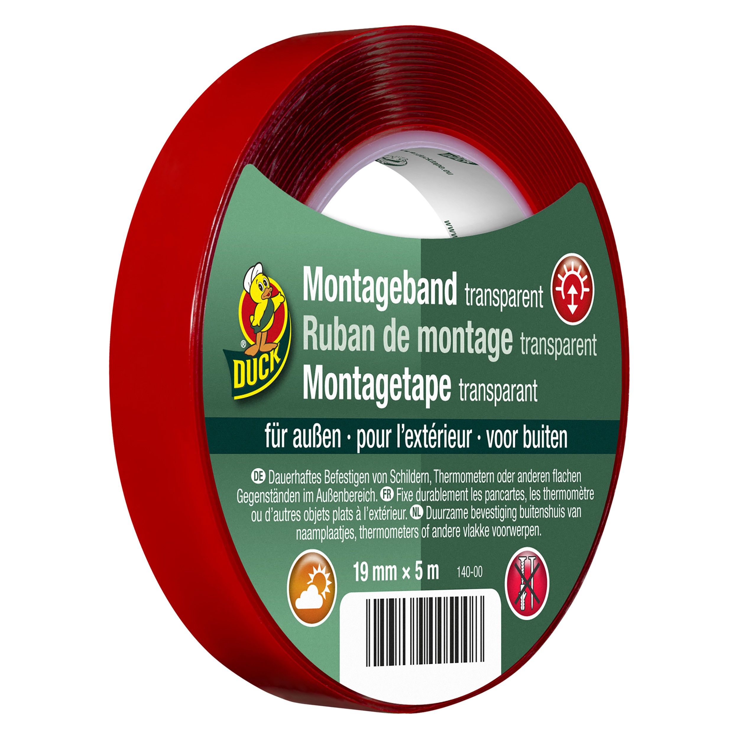 20.501.87 Duck  montagetape buiten transparant 19 mm x 5 m