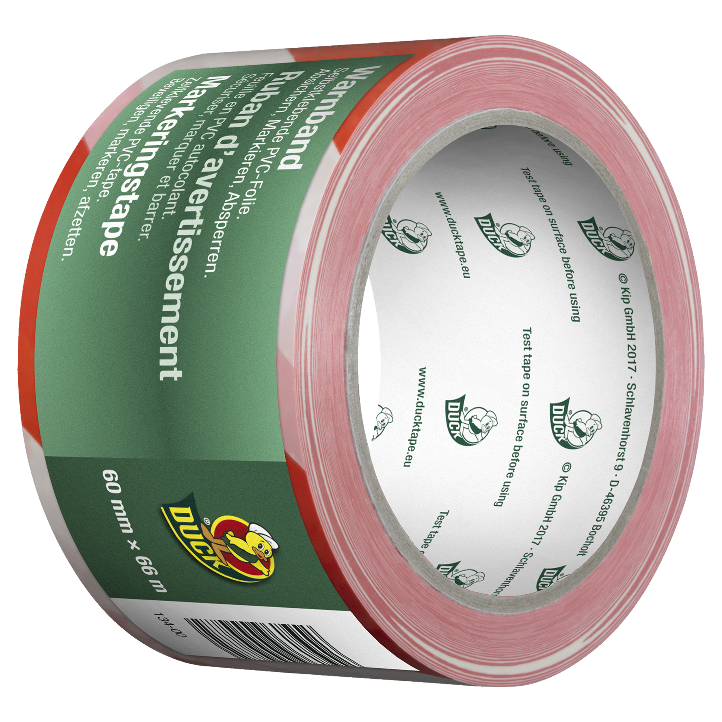 20.501.93 Duck  markeringstape  rood/wit 60 mm x 66 m