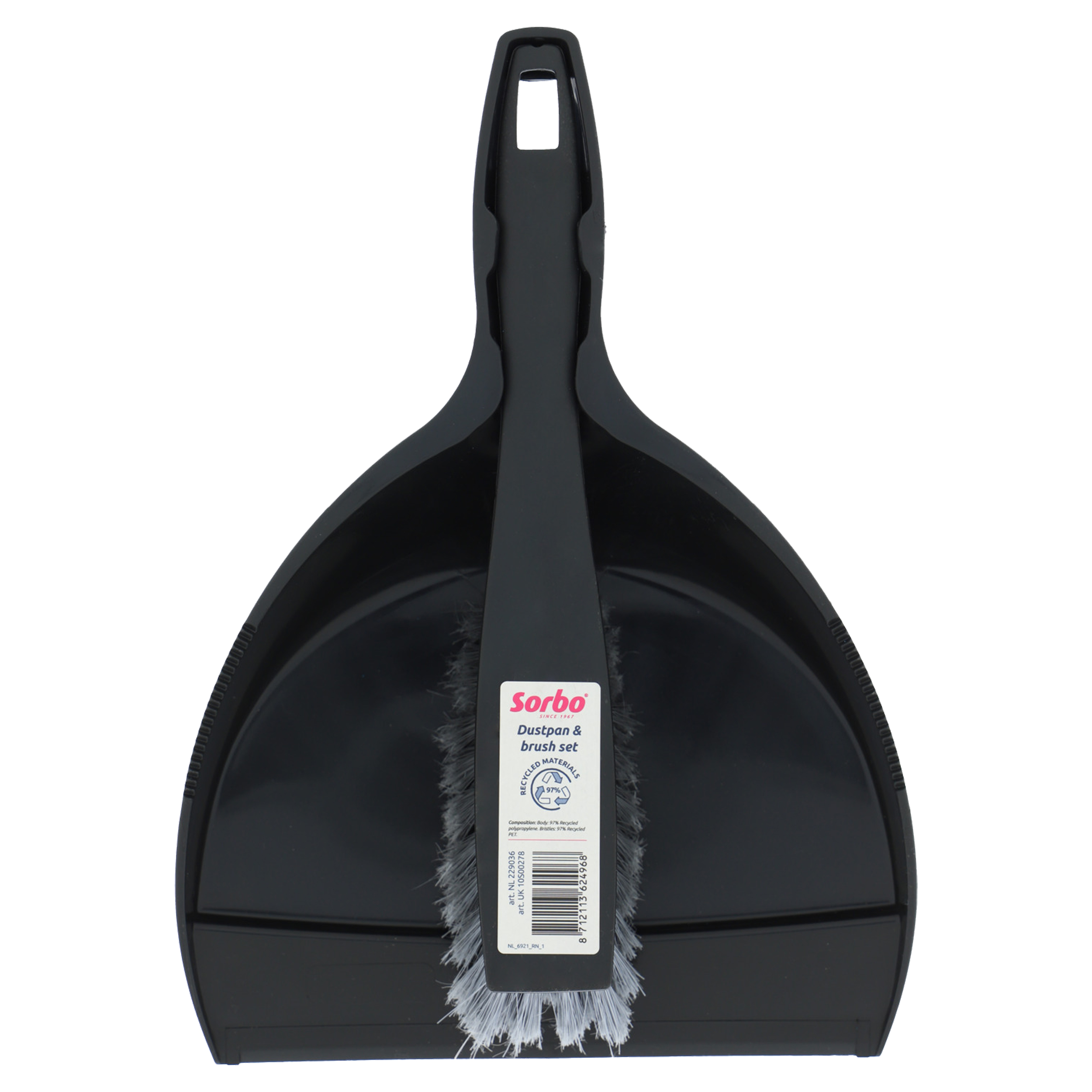 21.288.80 Sorbo  veger en blik gerecycled plastic zwart 