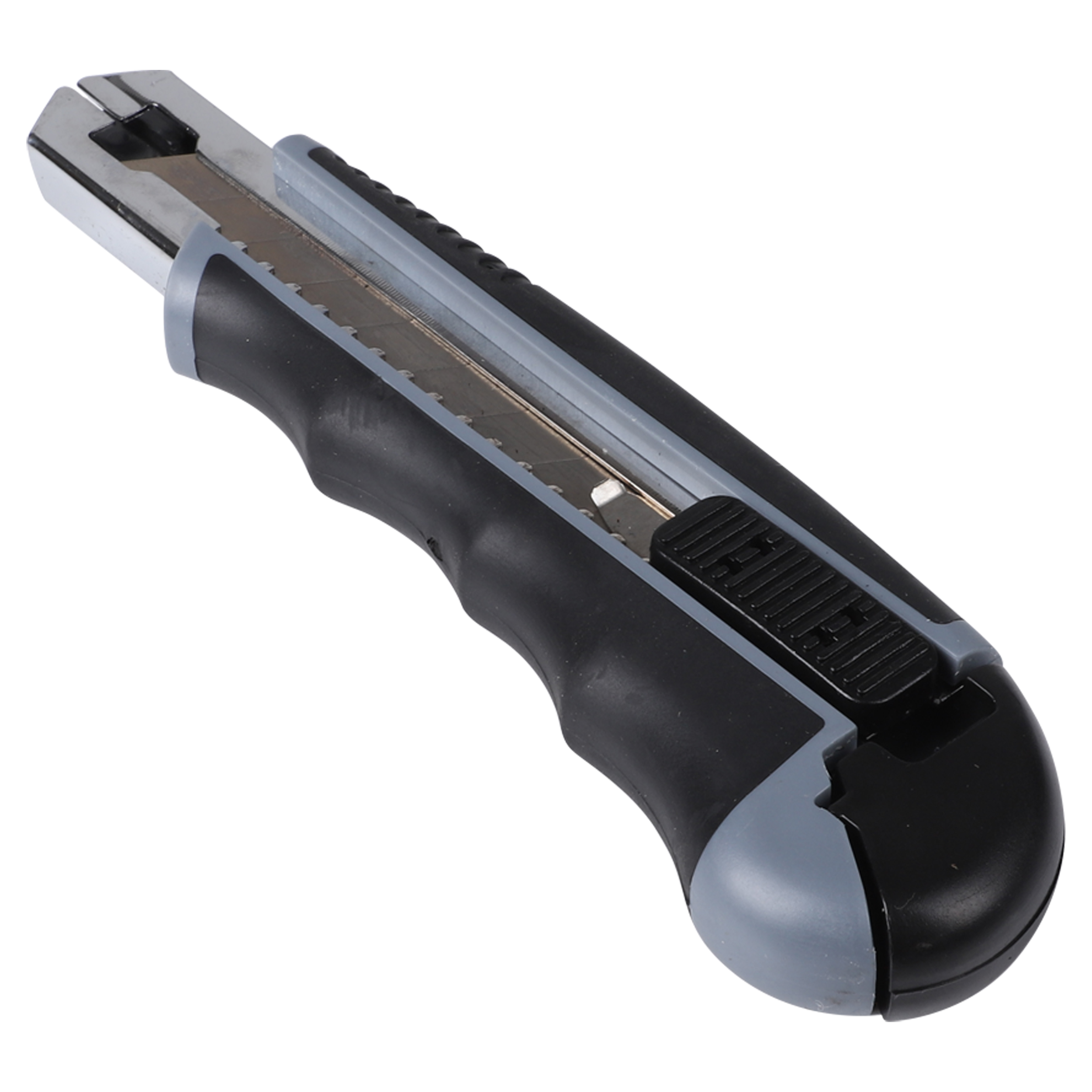 23.701.01 Copenhagen Pro  afbreekmes met slot en softgrip handvat - incl 5 reservemessen zwart/grijs 18 mm