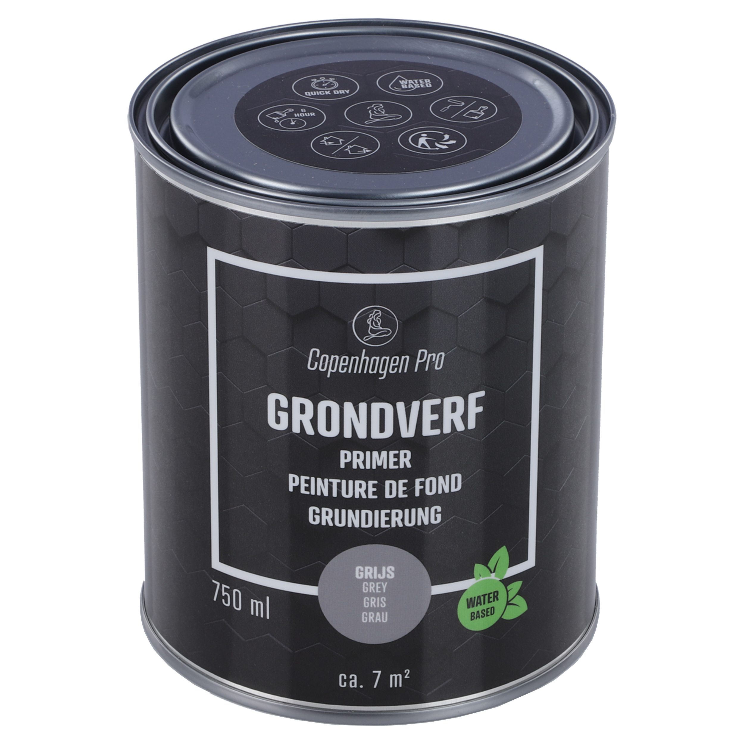 25.000.02 Copenhagen Pro  grondverf voor binnen en buiten - 750 ml grijs 