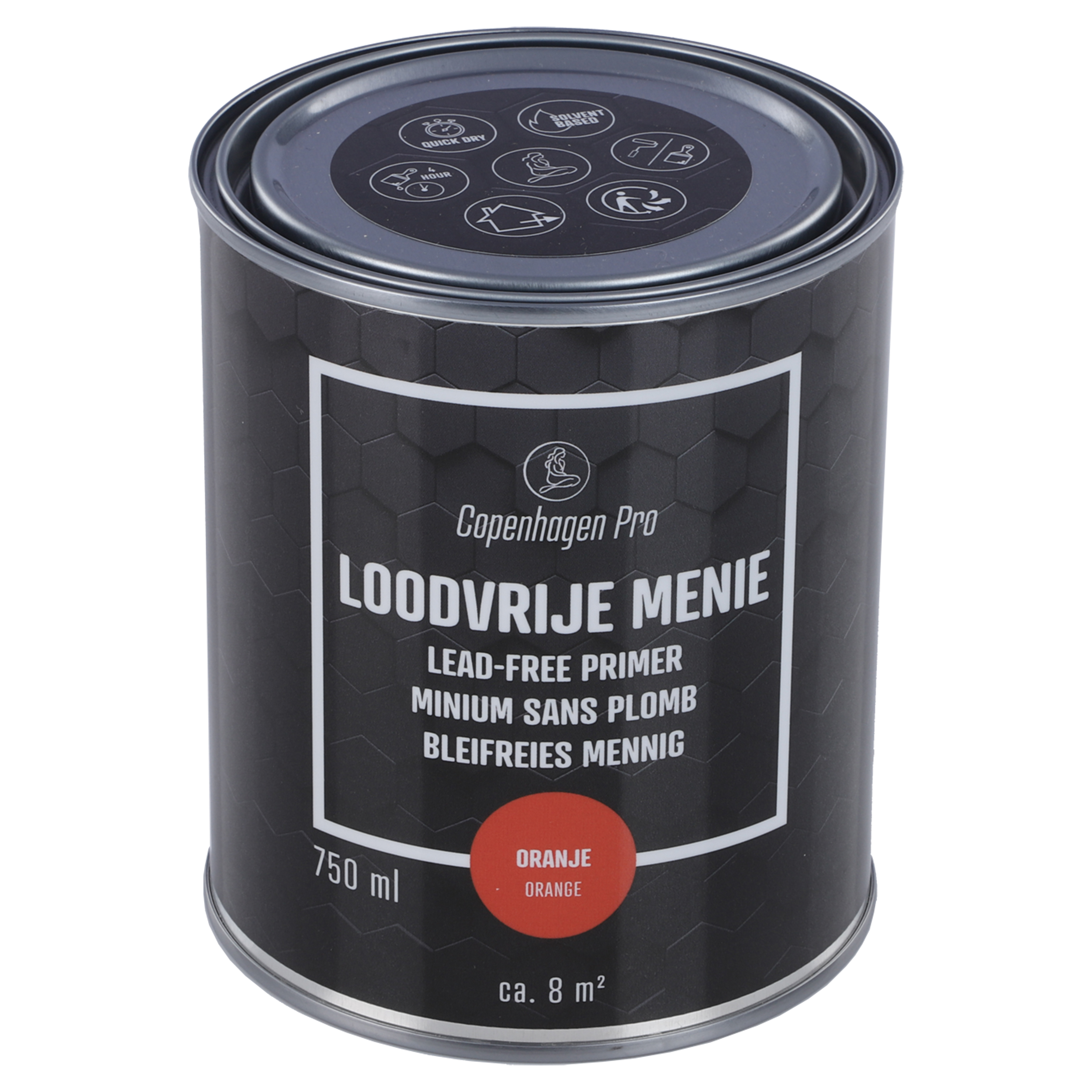 25.000.08 Copenhagen Pro  menie loodvrij - voor buiten - 750 ml oranje 