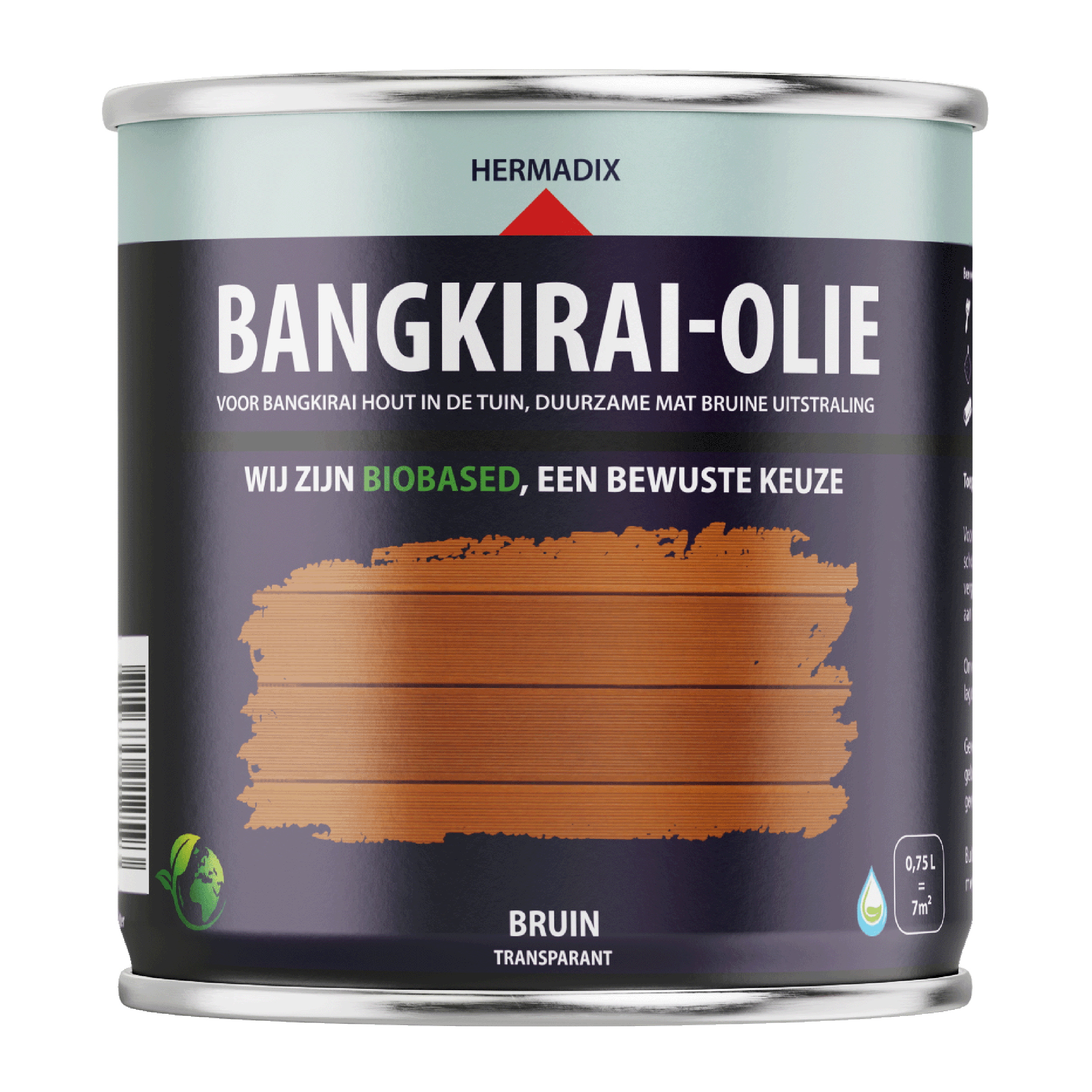 25.221.01 Hermadix  impraline mat - 750 ml - bangkirai-olie bruin transparant 