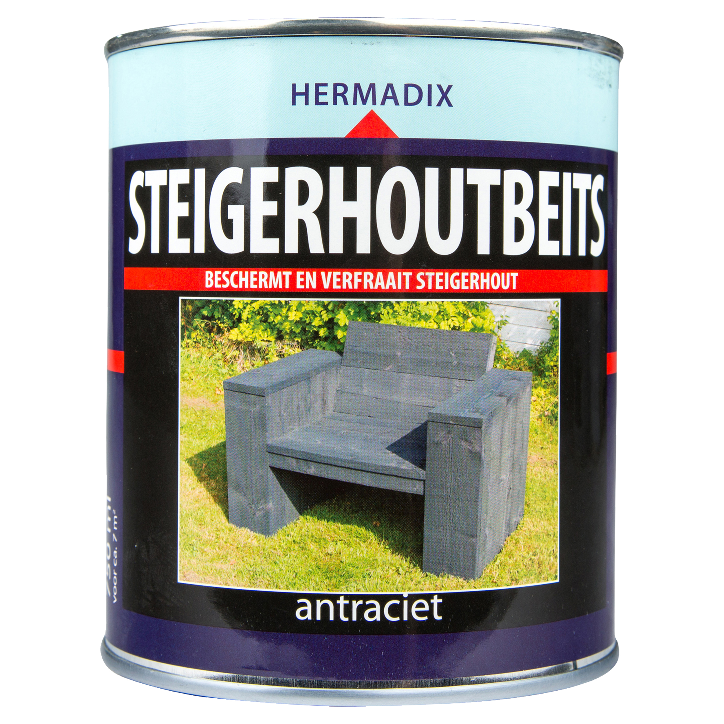 25.227.01 Hermadix  steigerhoutbeits mat - 750 ml - antraciet