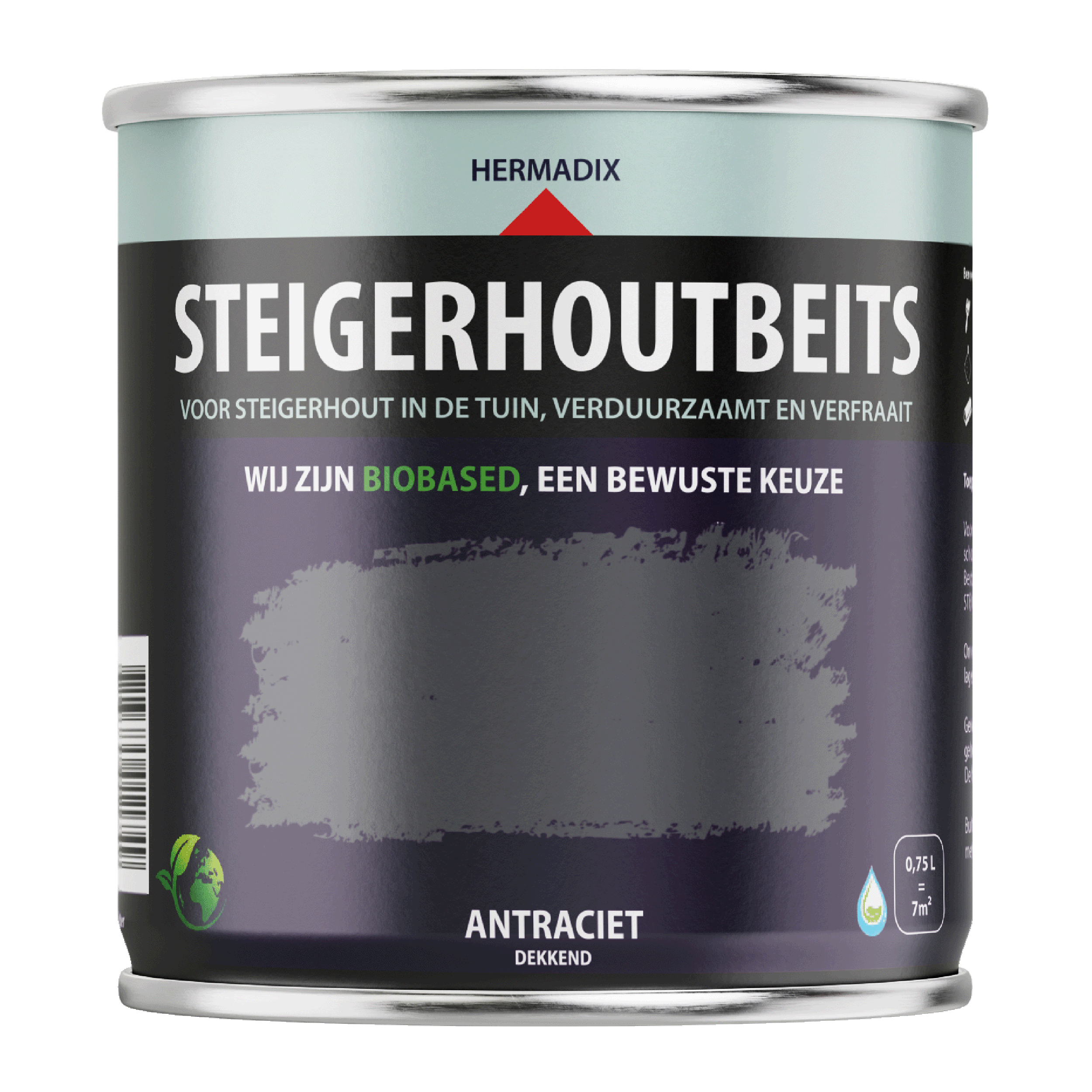 25.227.01 Hermadix  steigerhoutbeits mat - 750 ml antraciet 