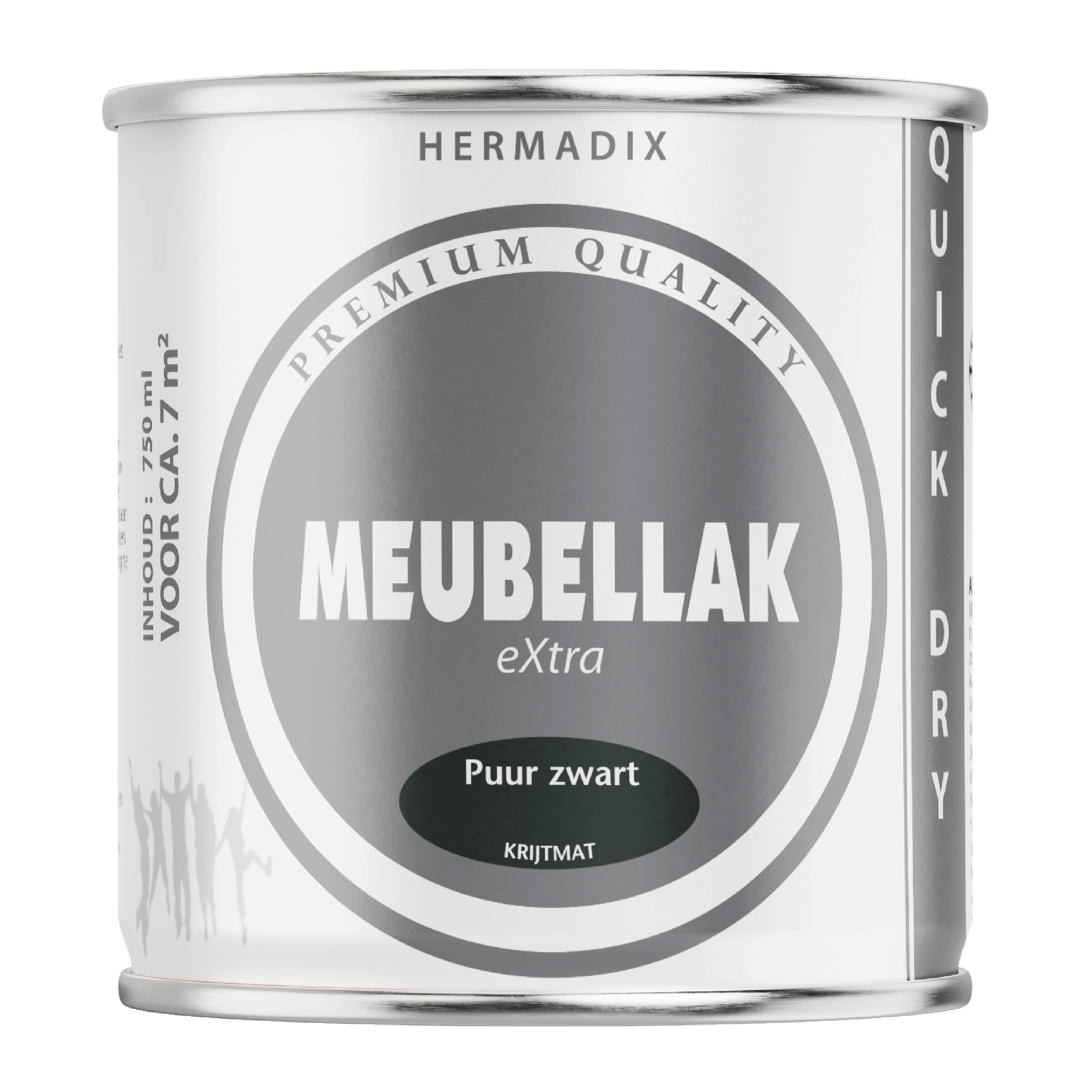 25.753.01 Hermadix  meubellak krijtmat - 750 ml puur zwart 