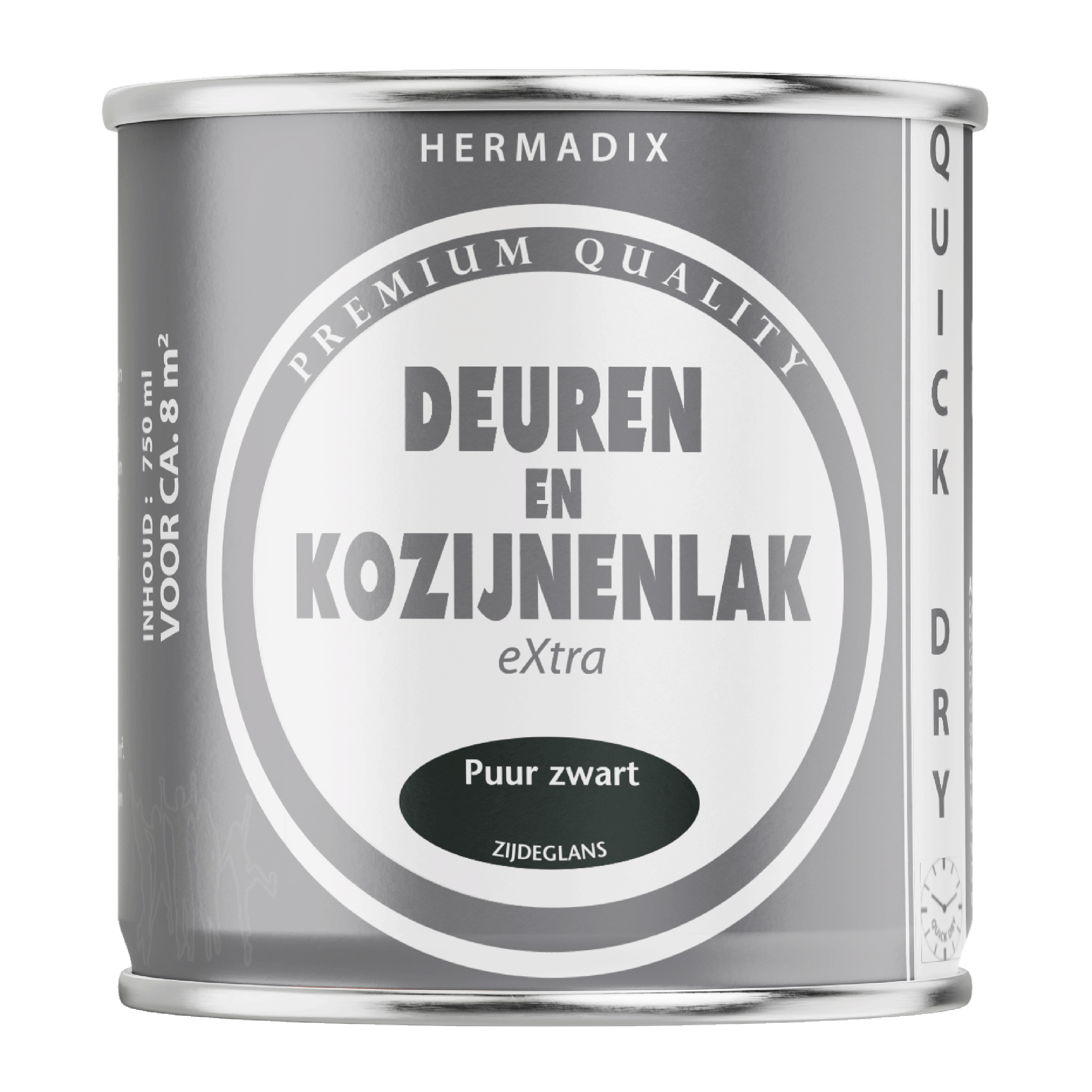 25.754.01 Hermadix  deuren en kozijnenlak zijdeglans - 750 ml puur zwart 