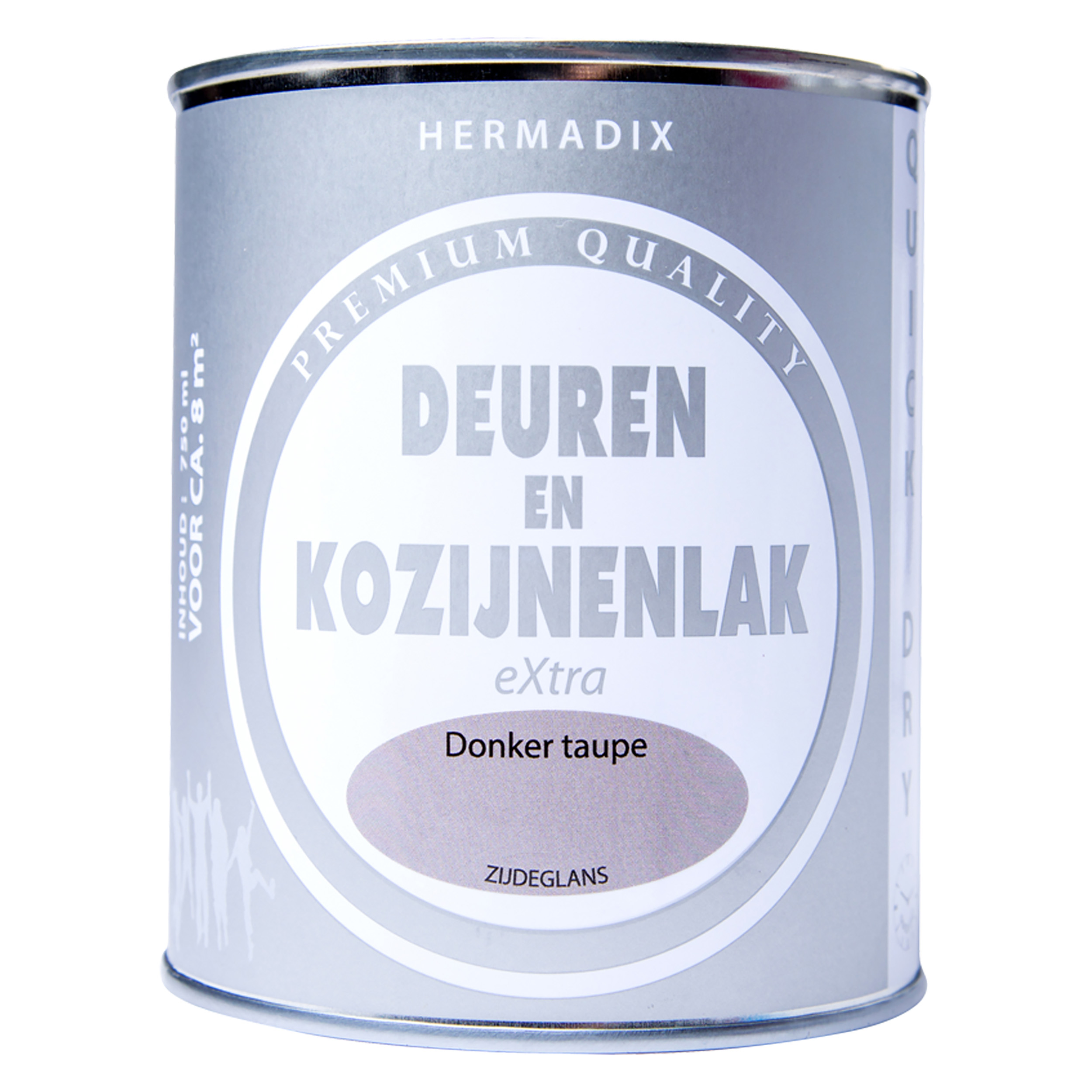 25.754.03 Hermadix  deuren en kozijnenlak zijdeglans - 750 ml donker taupe 