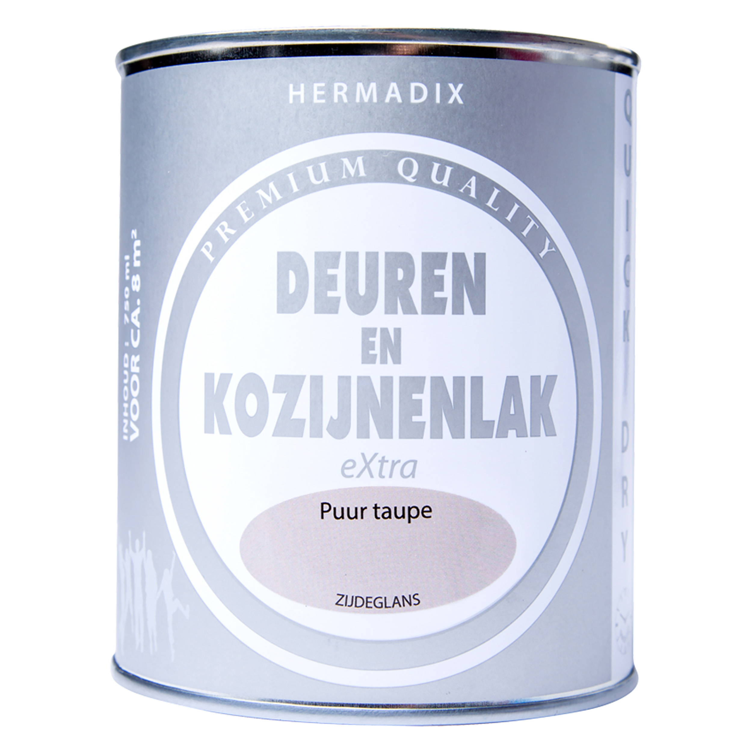 25.754.04 Hermadix  deuren en kozijnenlak zijdeglans - 750 ml puur taupe 