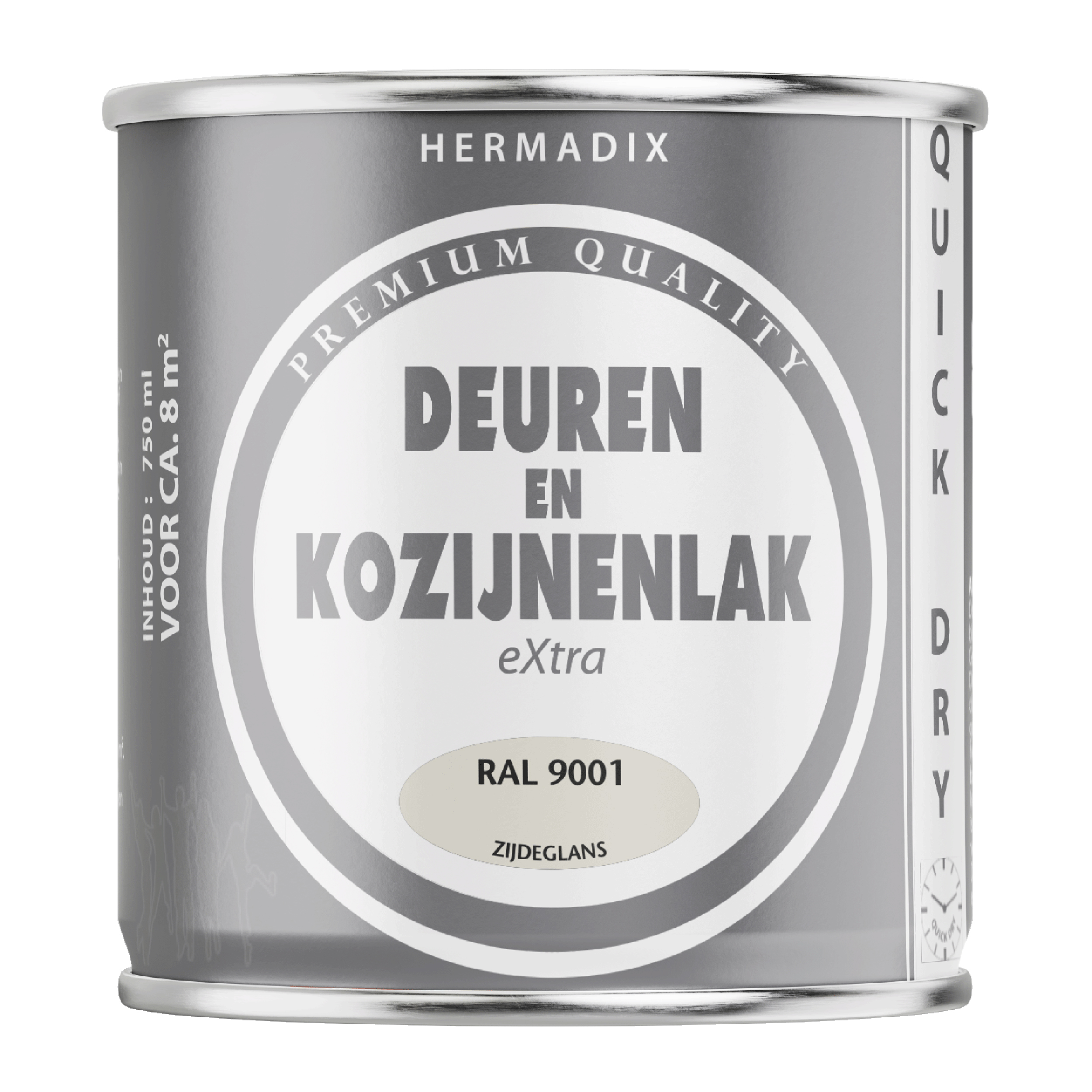 25.754.06 Hermadix  deuren en kozijnenlak zijdeglans - 750 ml ral 9001 