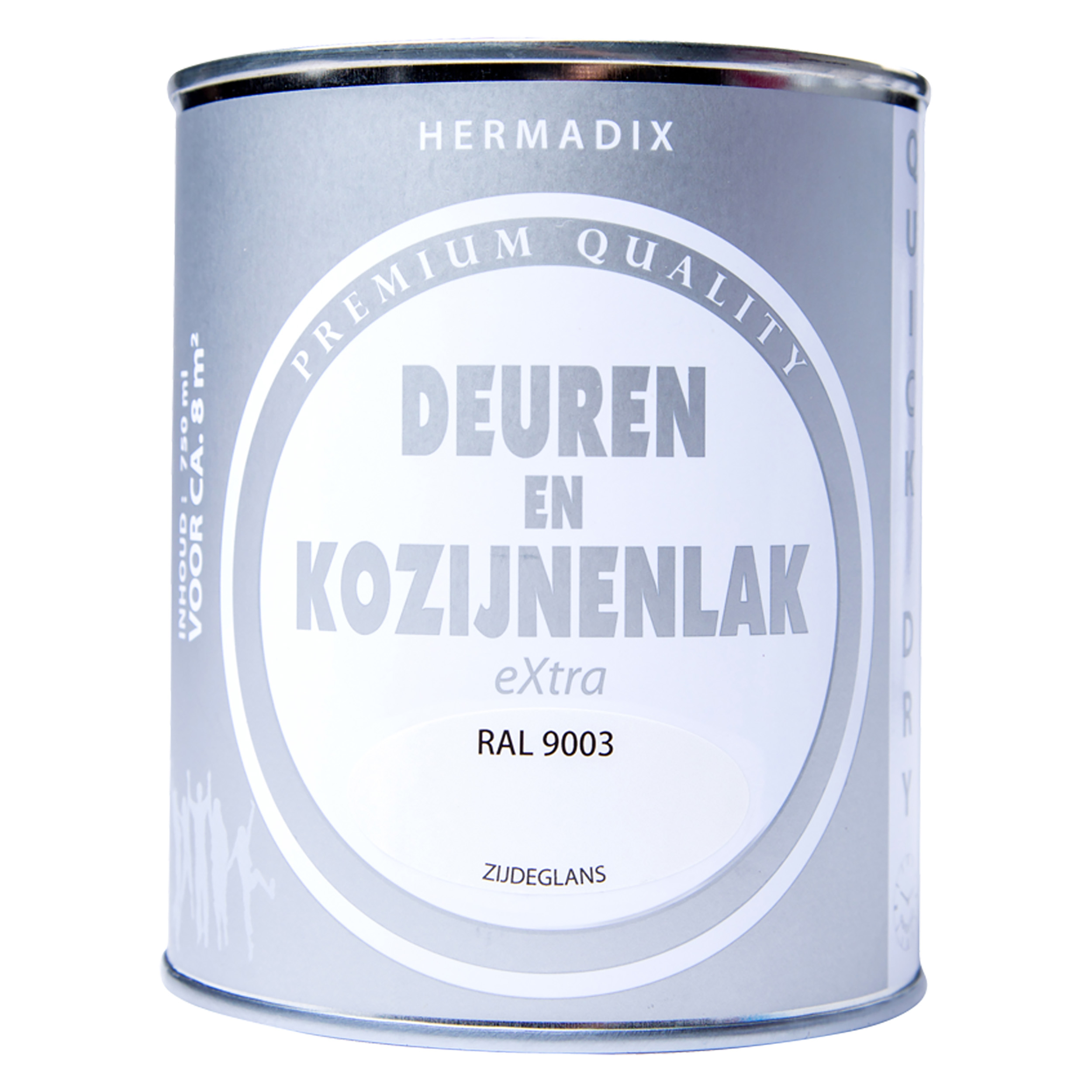 25.754.07 Hermadix  deuren en kozijnenlak zijdeglans - 750 ml ral 9003 