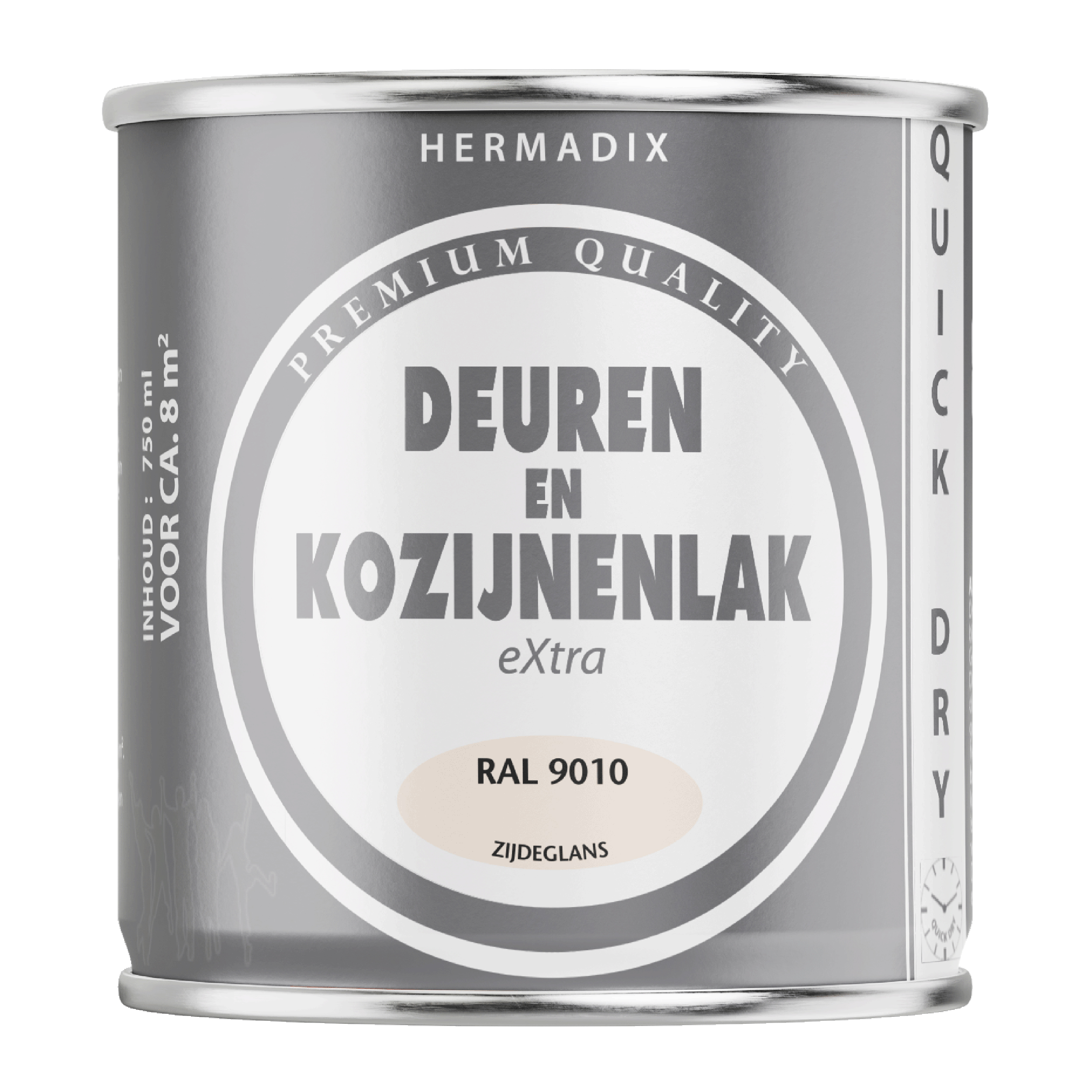 25.754.08 Hermadix  deuren en kozijnenlak zijdeglans - 750 ml ral 9010 