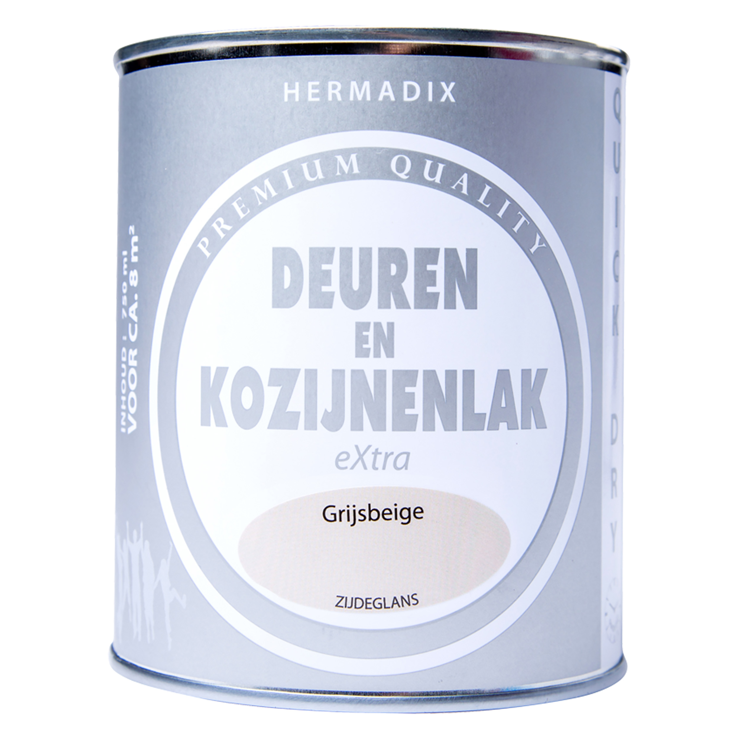 25.754.12 Hermadix  deuren en kozijnenlak zijdeglans - 750 ml grijsbeige 