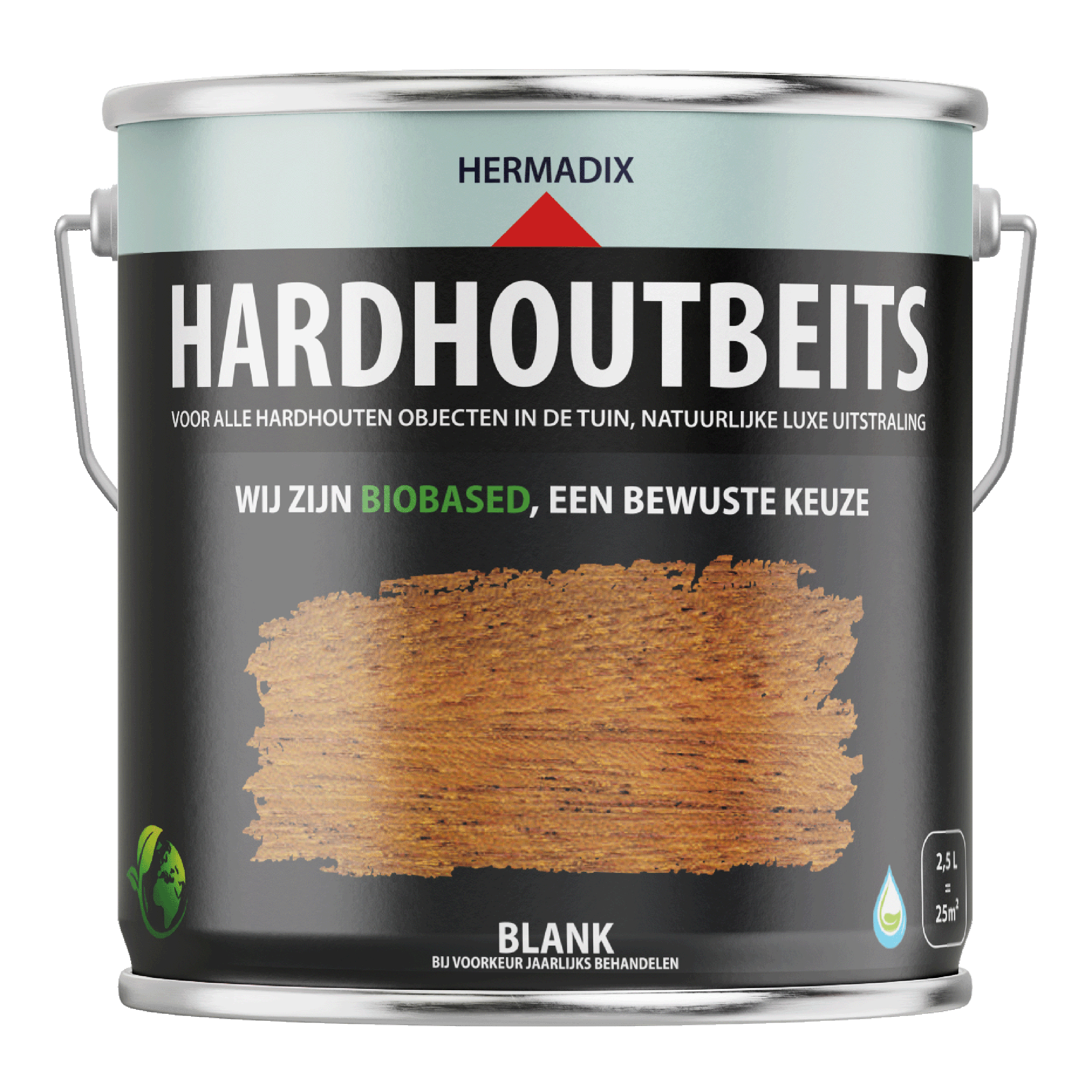 25.846.12 Hermadix  hardhoutbeits zijdeglans - 2500 ml blank (461) 