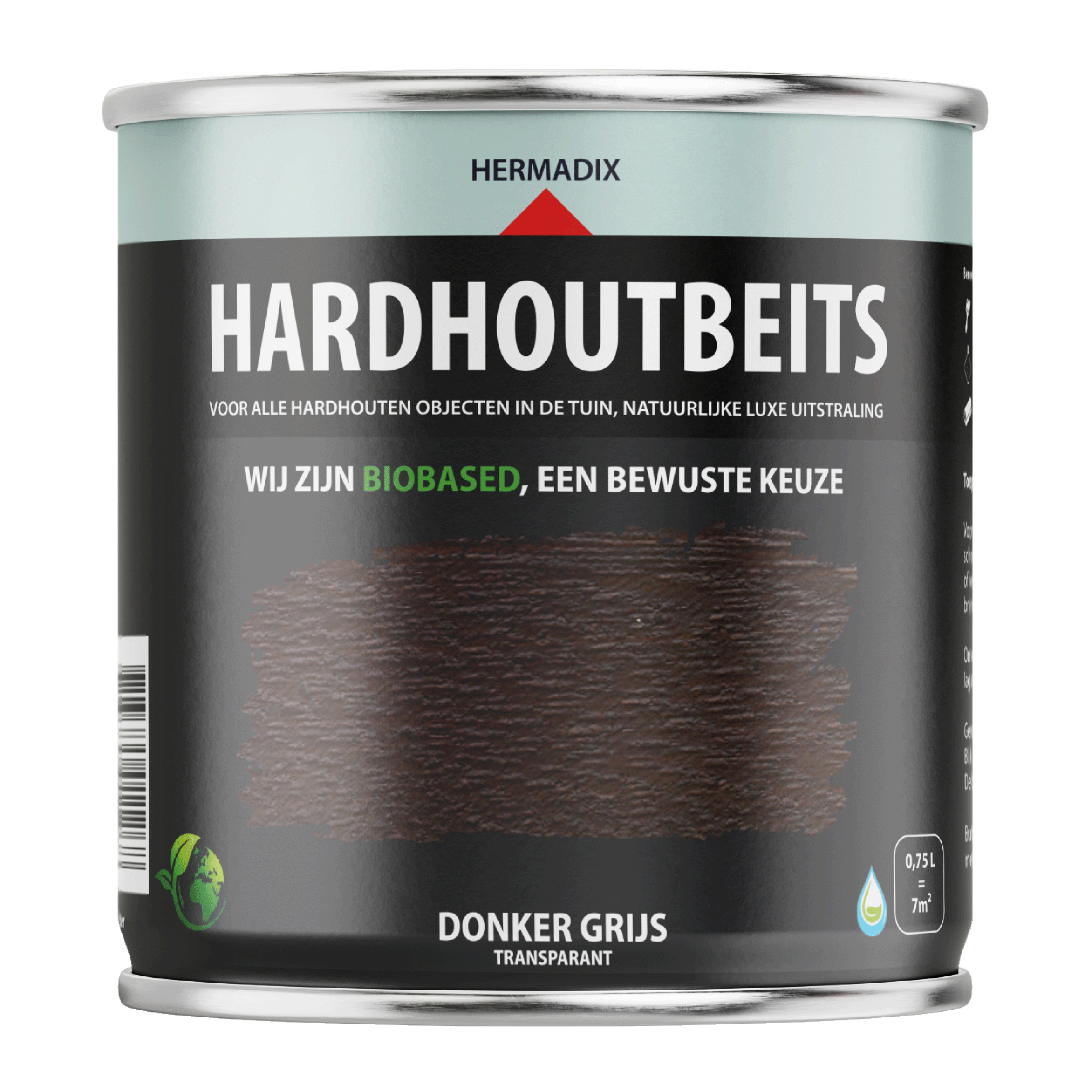 25.846.31 Hermadix  hardhoutbeits zijdeglans - 750 ml donker grijs (463) 