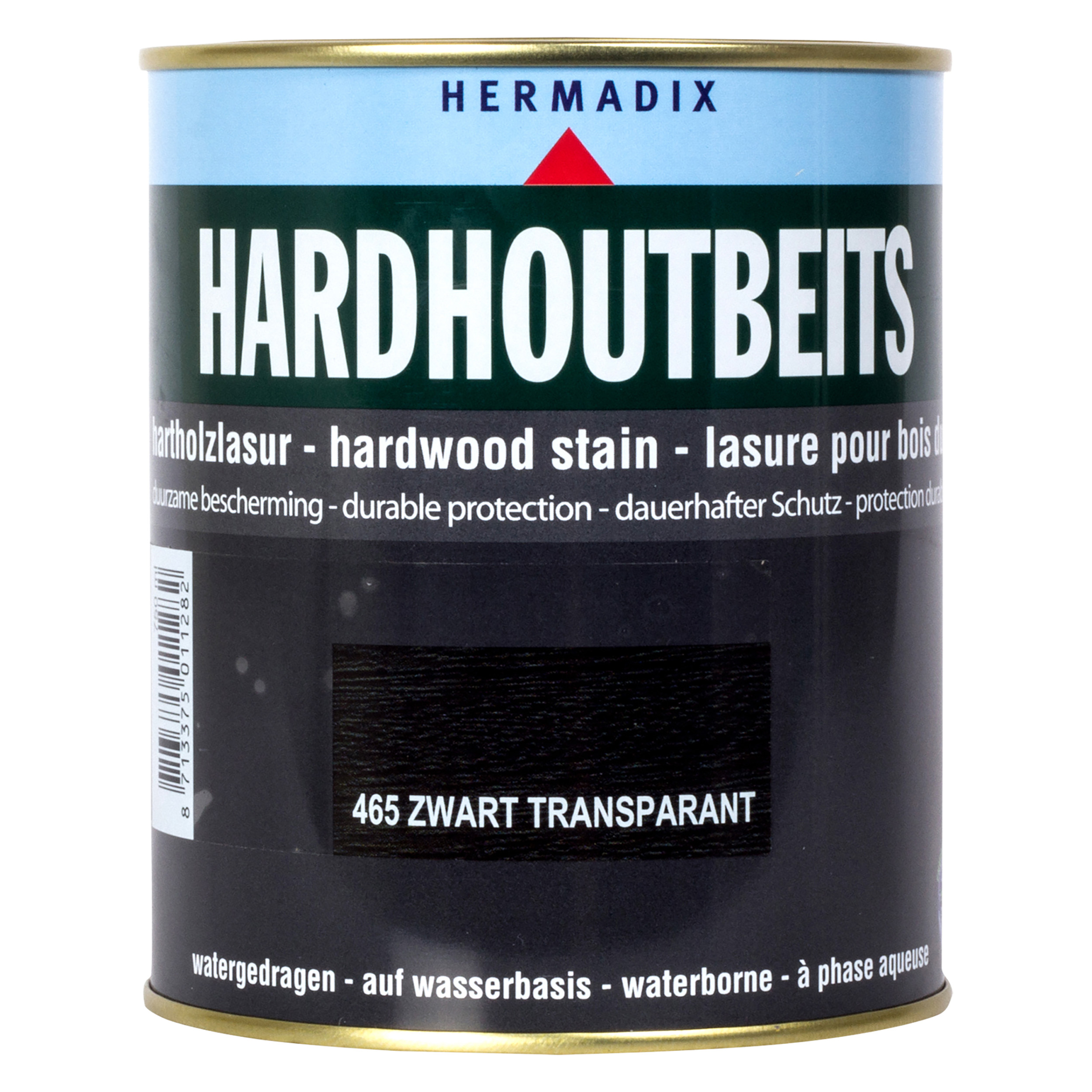 25.846.51 Hermadix  hardhoutbeits zijdeglans - 750 ml - zwart transparant (465)