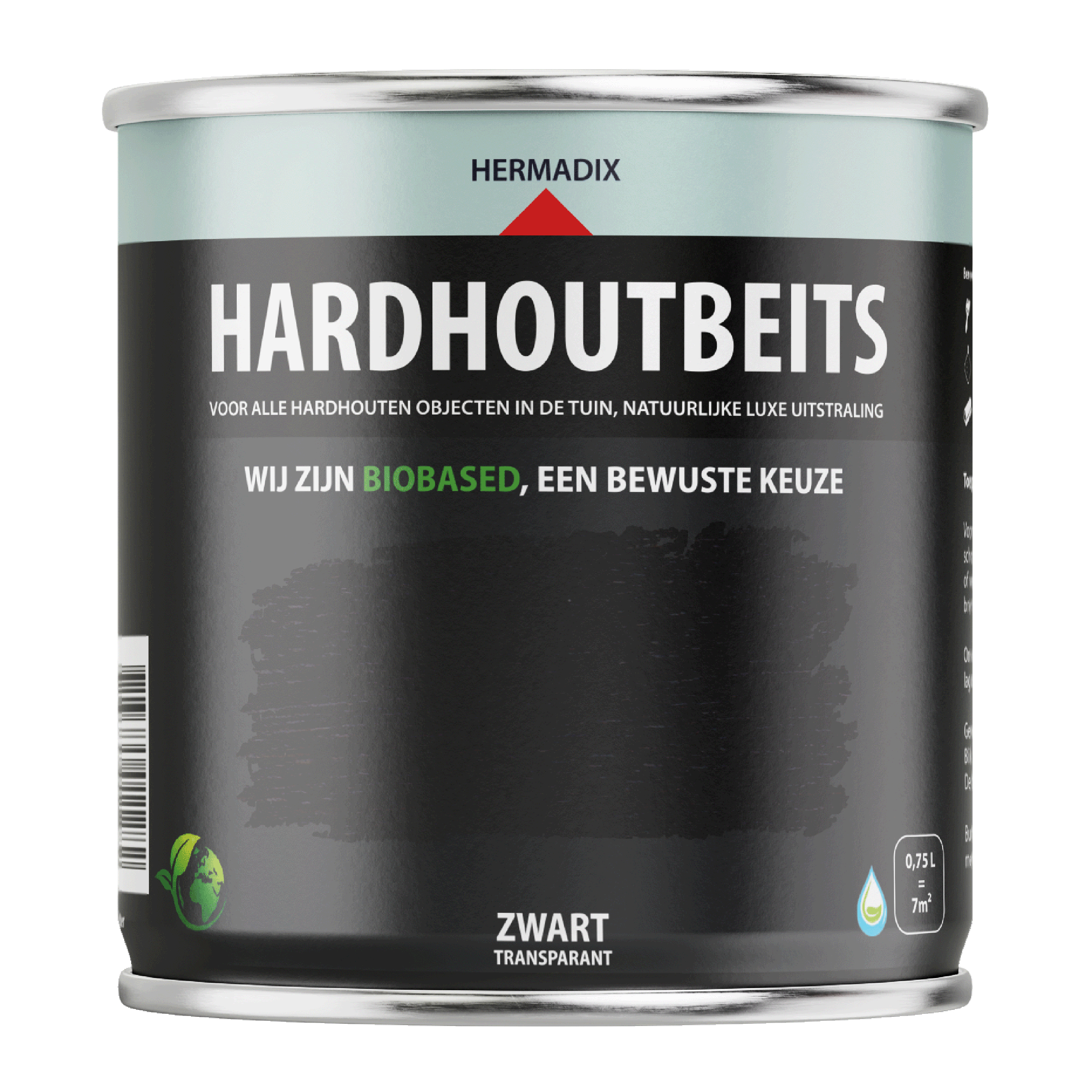 25.846.51 Hermadix  hardhoutbeits zijdeglans - 750 ml zwart transparant (465) 