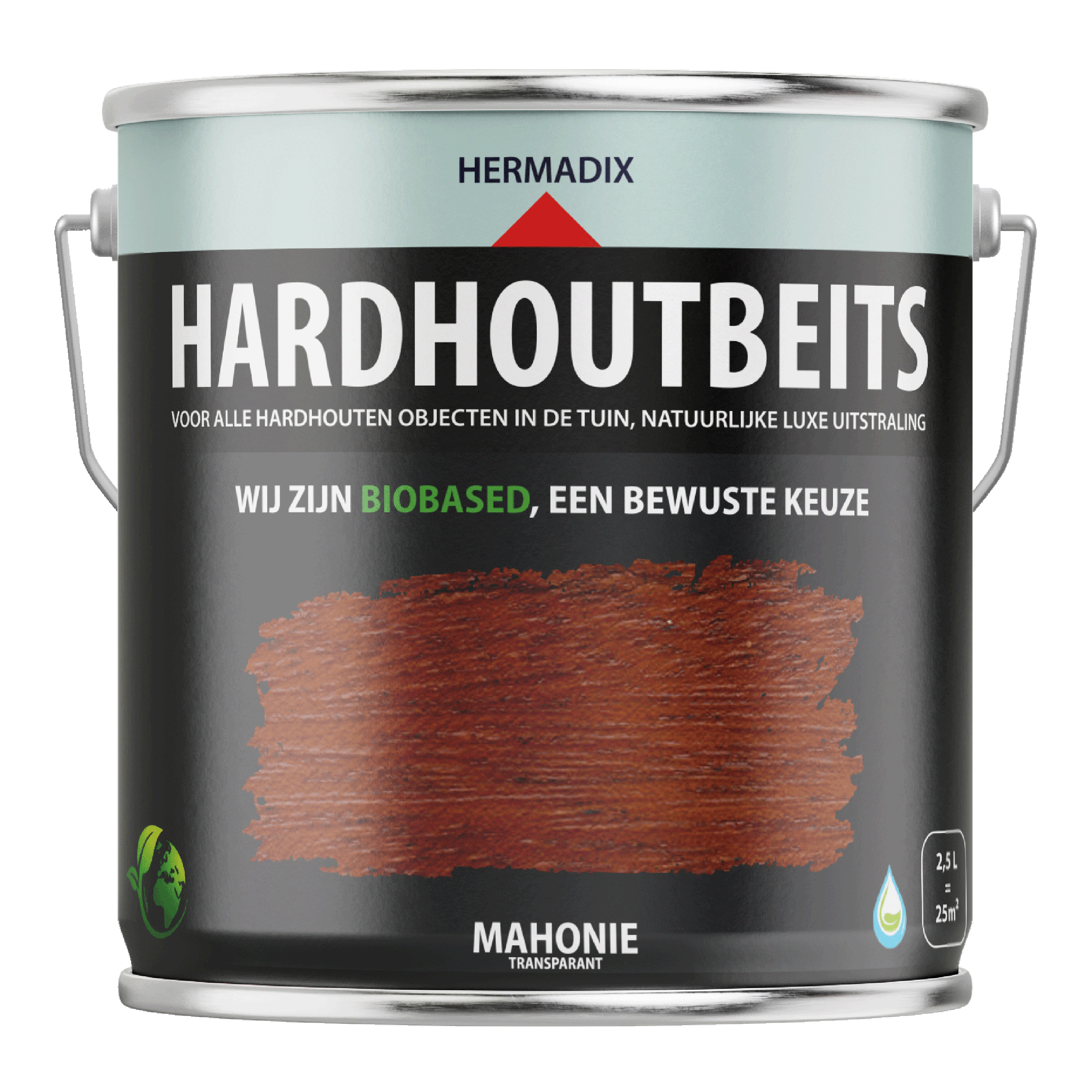 25.846.72 Hermadix  hardhoutbeits zijdeglans - 2500 ml mahonie (467) 