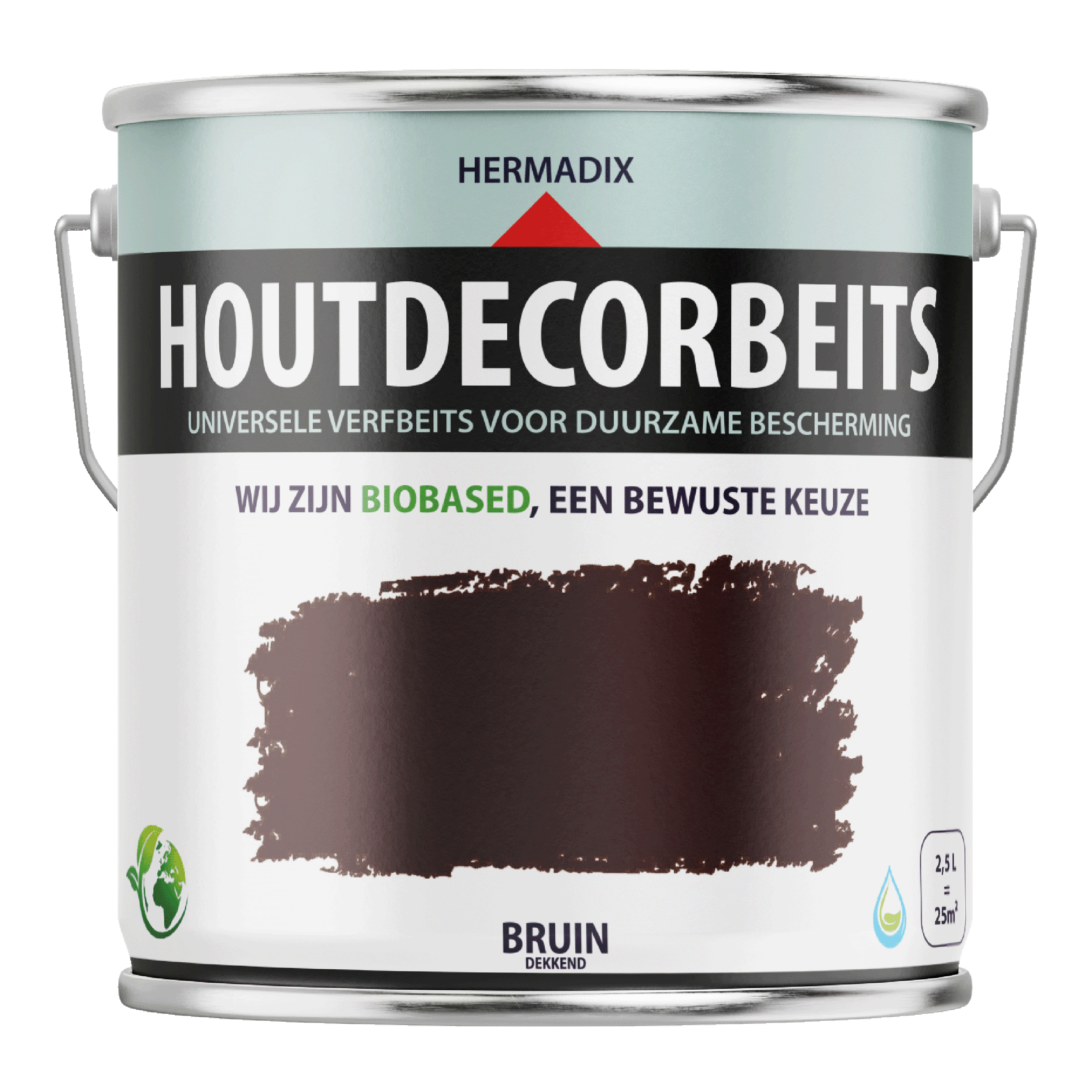 25.861.02 Hermadix  houtdecor zijdeglans - 2500 ml bruin (610) dekkend 