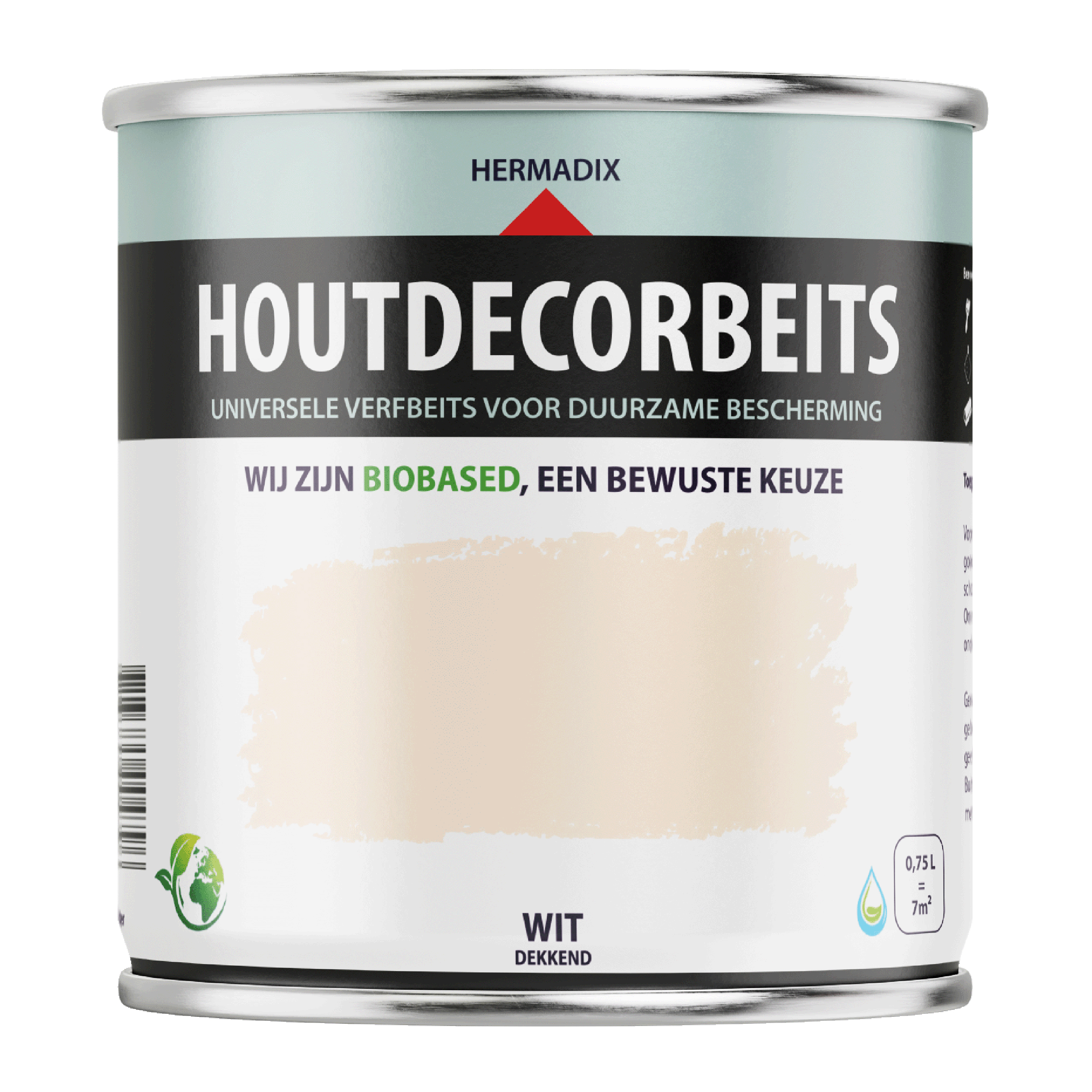 25.861.91 Hermadix  houtdecor zijdeglans - 750 ml wit (619) dekkend 