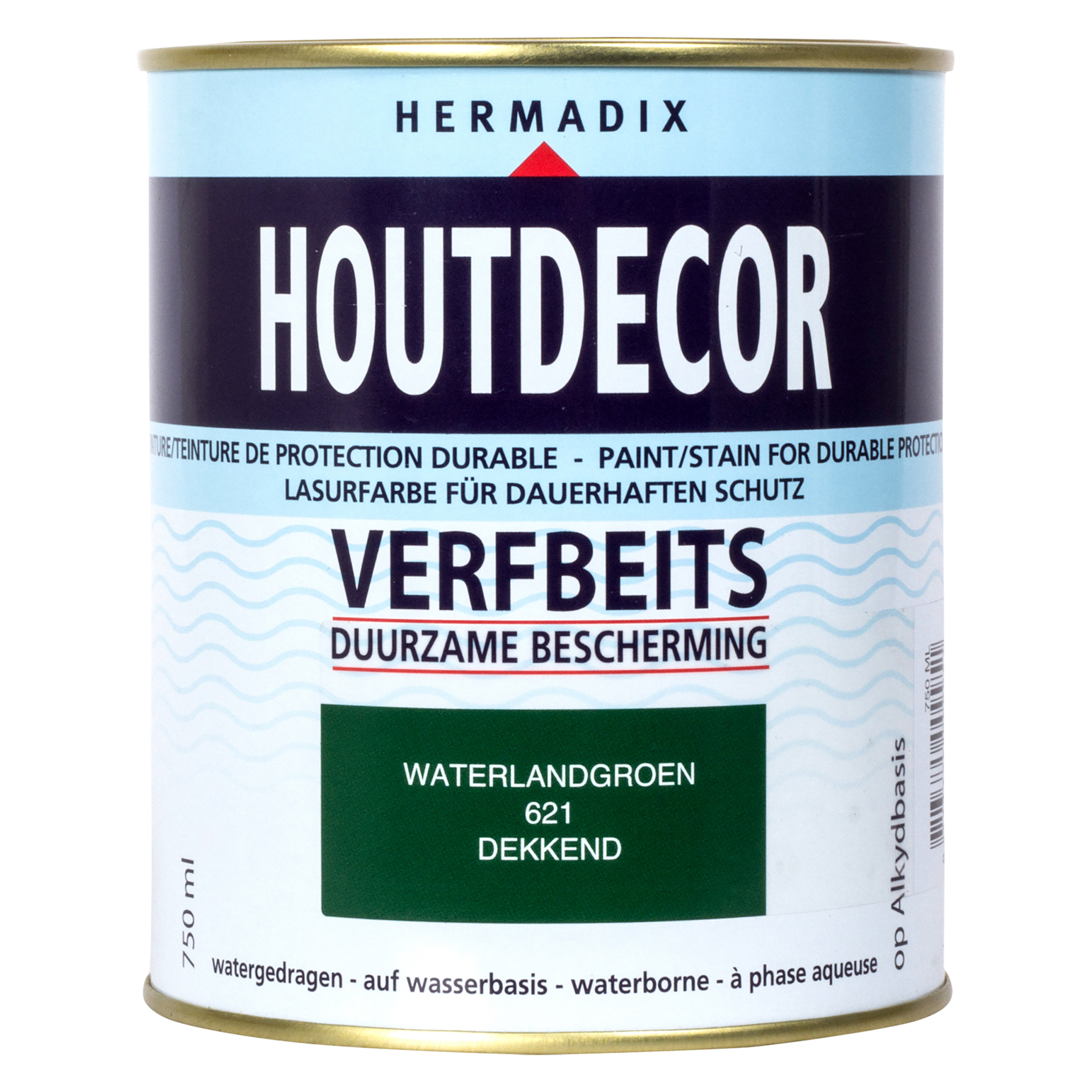 25.862.11 Hermadix  houtdecor zijdeglans - 750 ml waterland groen (621) dekkend 