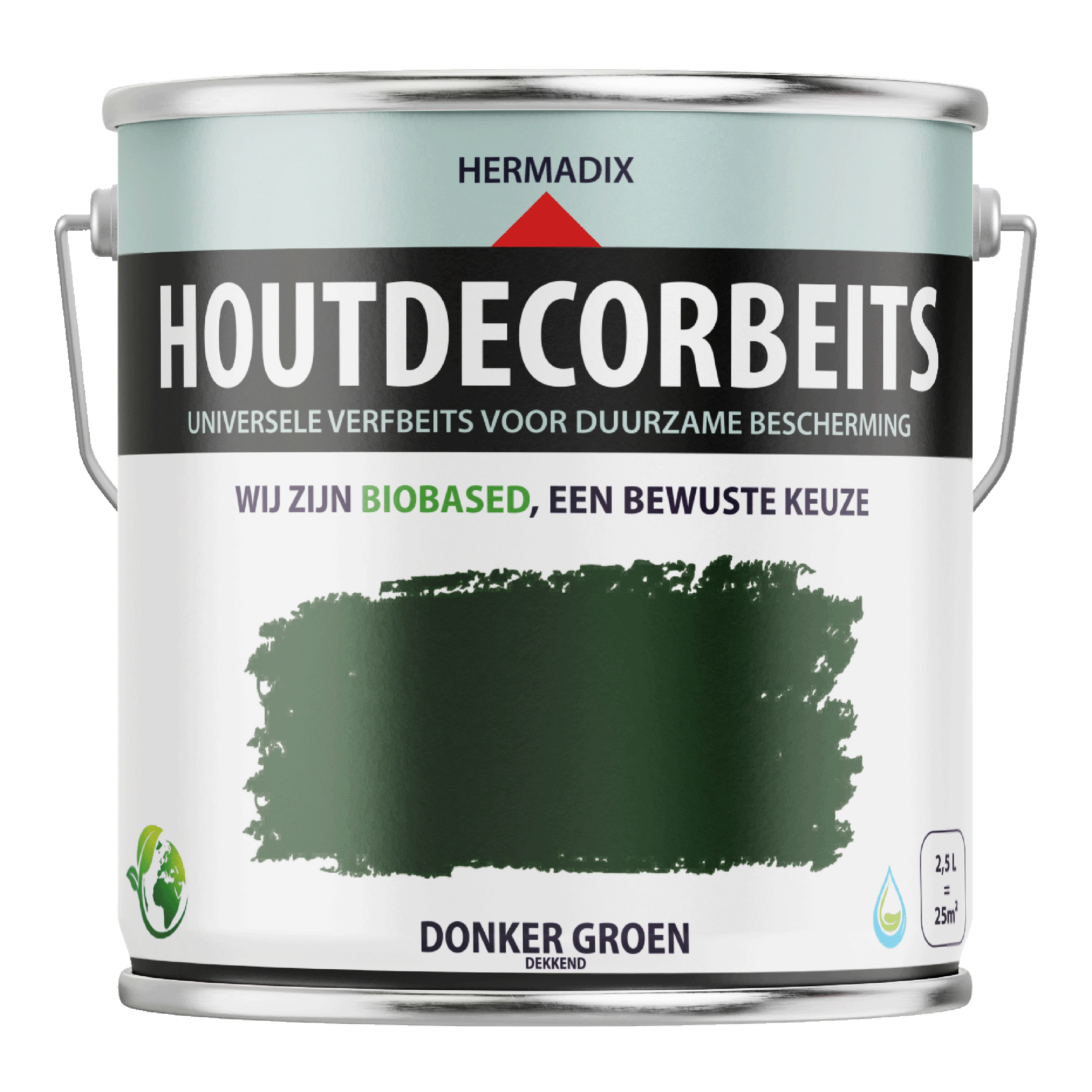 25.862.32 Hermadix  houtdecor zijdeglans - 2500 ml donkergroen (623) dekkend 