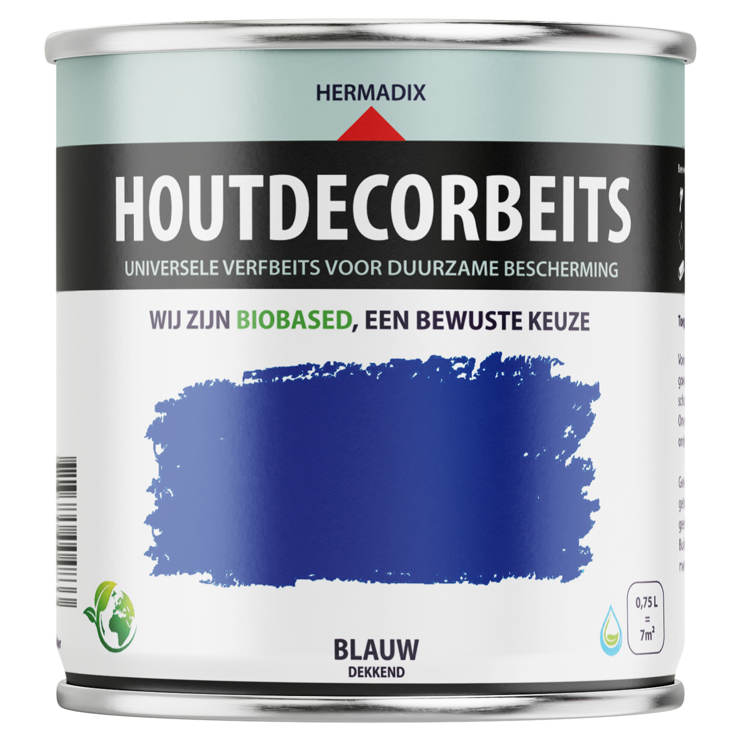 25.862.71 Hermadix  houtdecor zijdeglans - 750 ml blauw (627) dekkend 