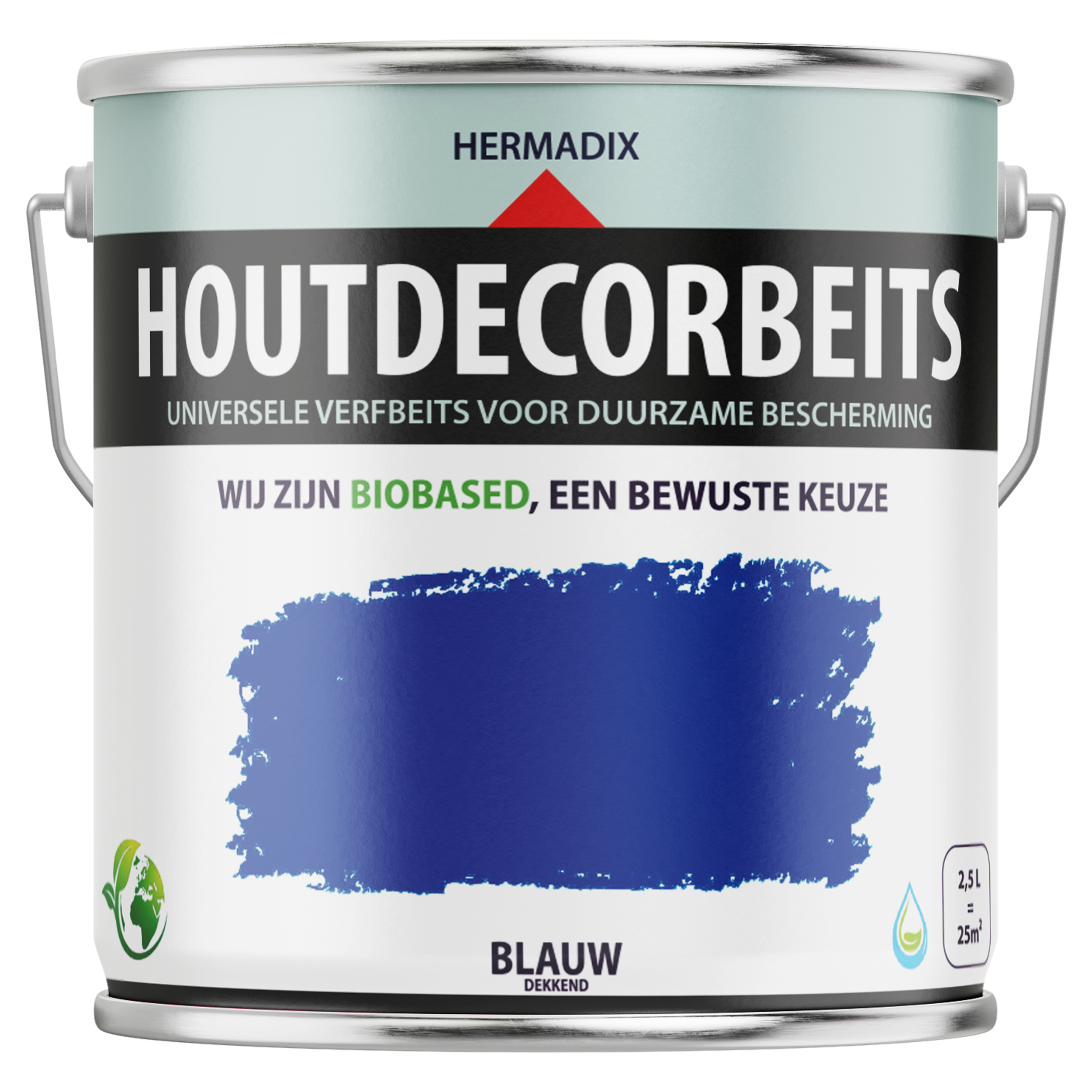 25.862.72 Hermadix  houtdecor zijdeglans - 2500 ml blauw (627) dekkend 