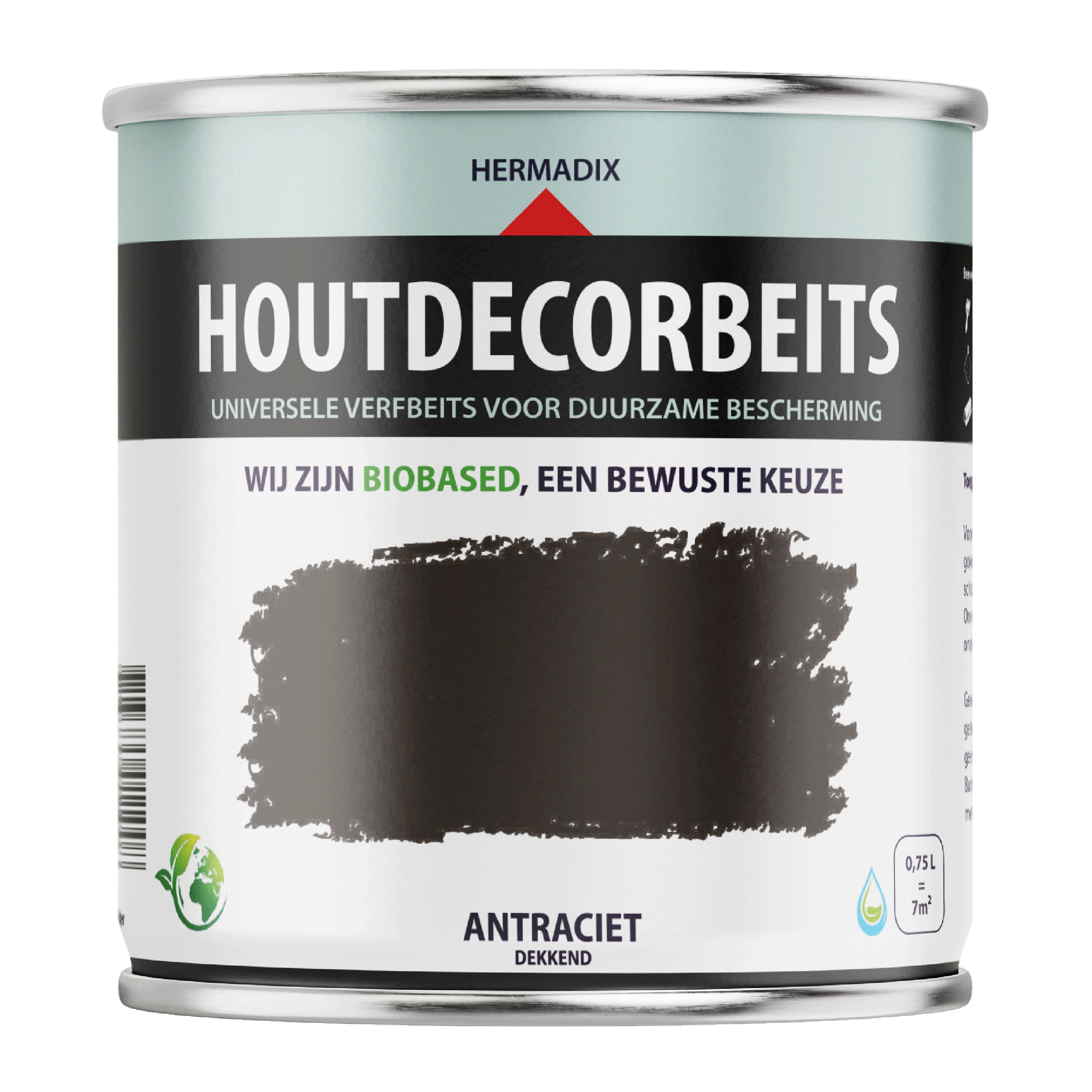 25.863.01 Hermadix  houtdecor zijdeglans - 750 ml antraciet (630) dekkend 