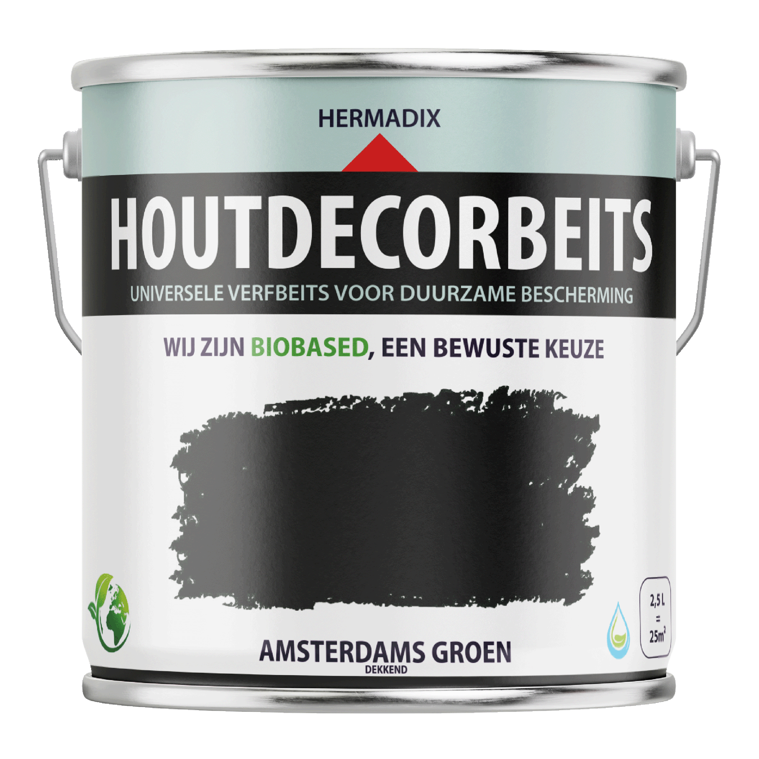 25.863.22 Hermadix  houtdecor zijdeglans - 2500 ml amsterdams groen (632) dekkend 