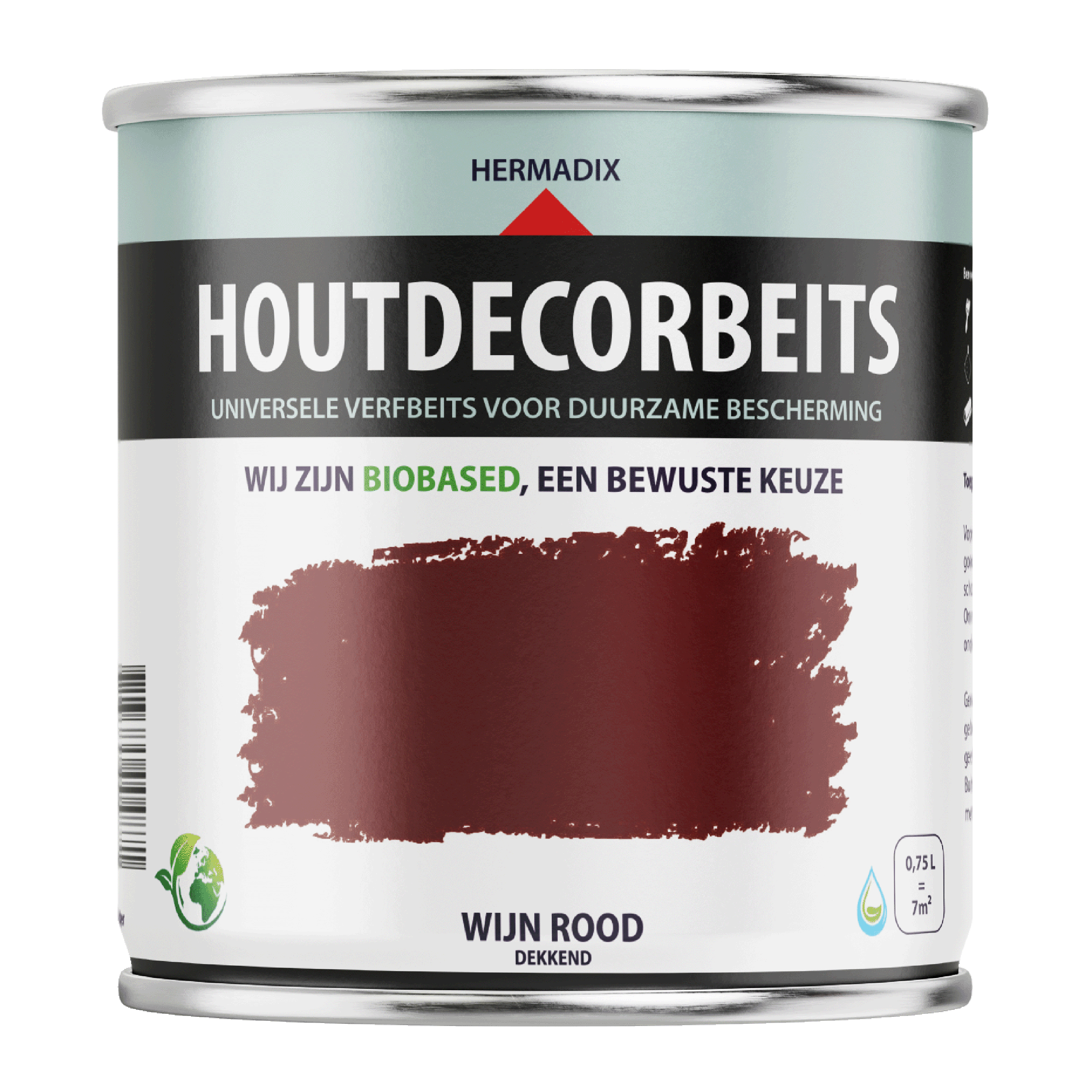 25.863.31 Hermadix  houtdecor zijdeglans - 750 ml wijnrood (633) dekkend 