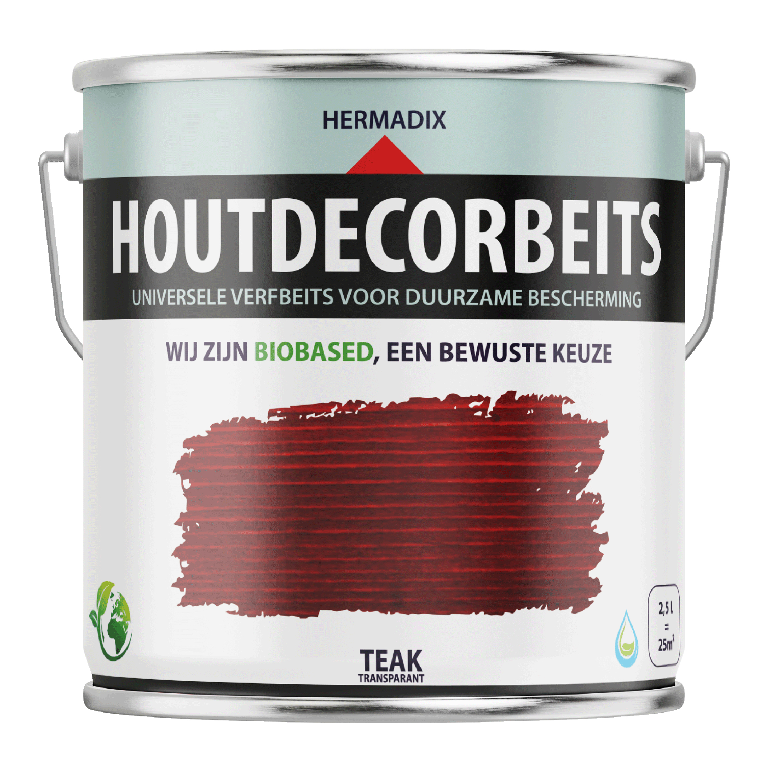 25.865.12 Hermadix  houtdecor zijdeglans - 2500 ml teak (651) transparant 