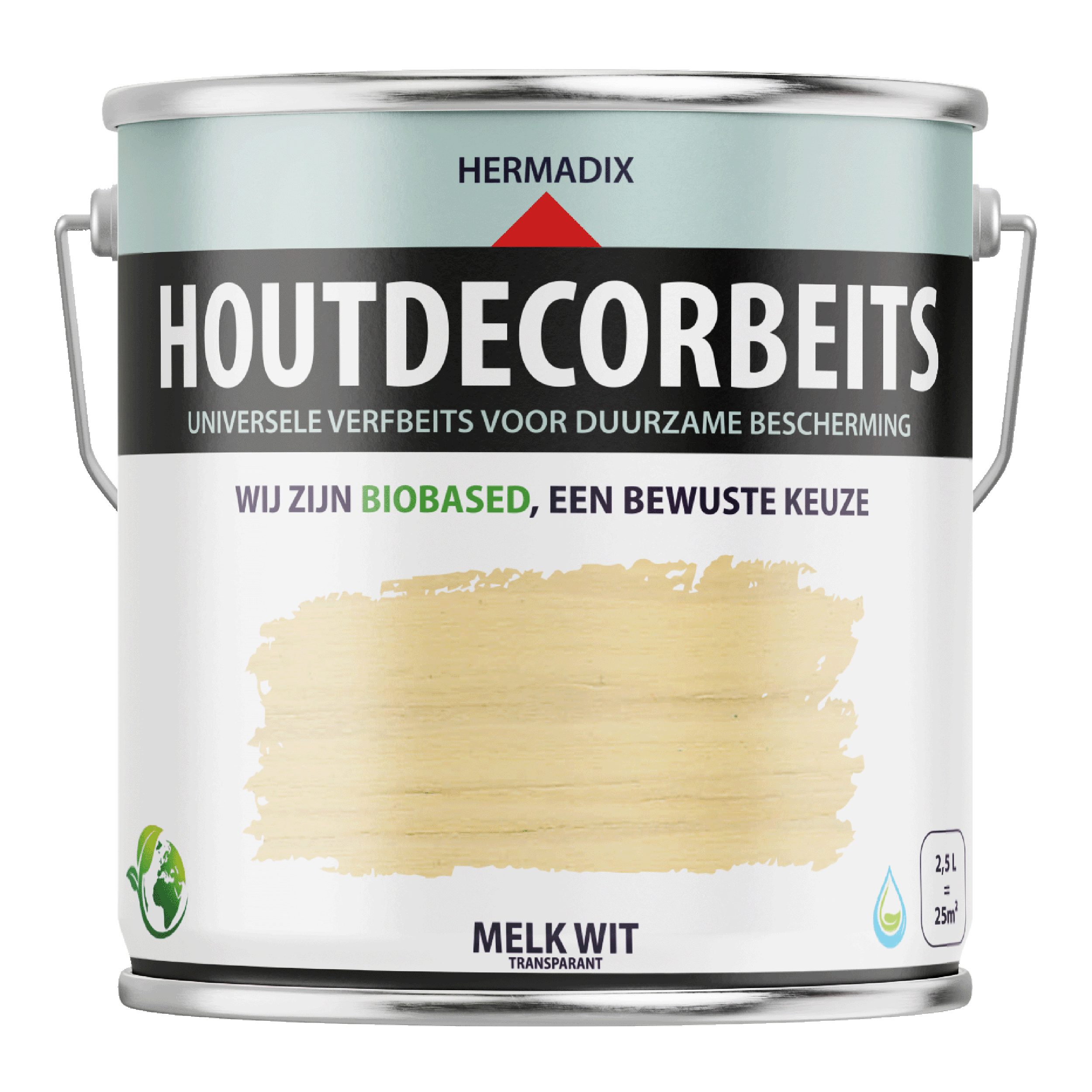 25.865.82 Hermadix  houtdecor zijdeglans - 2500 ml melkwit (658) transparant 