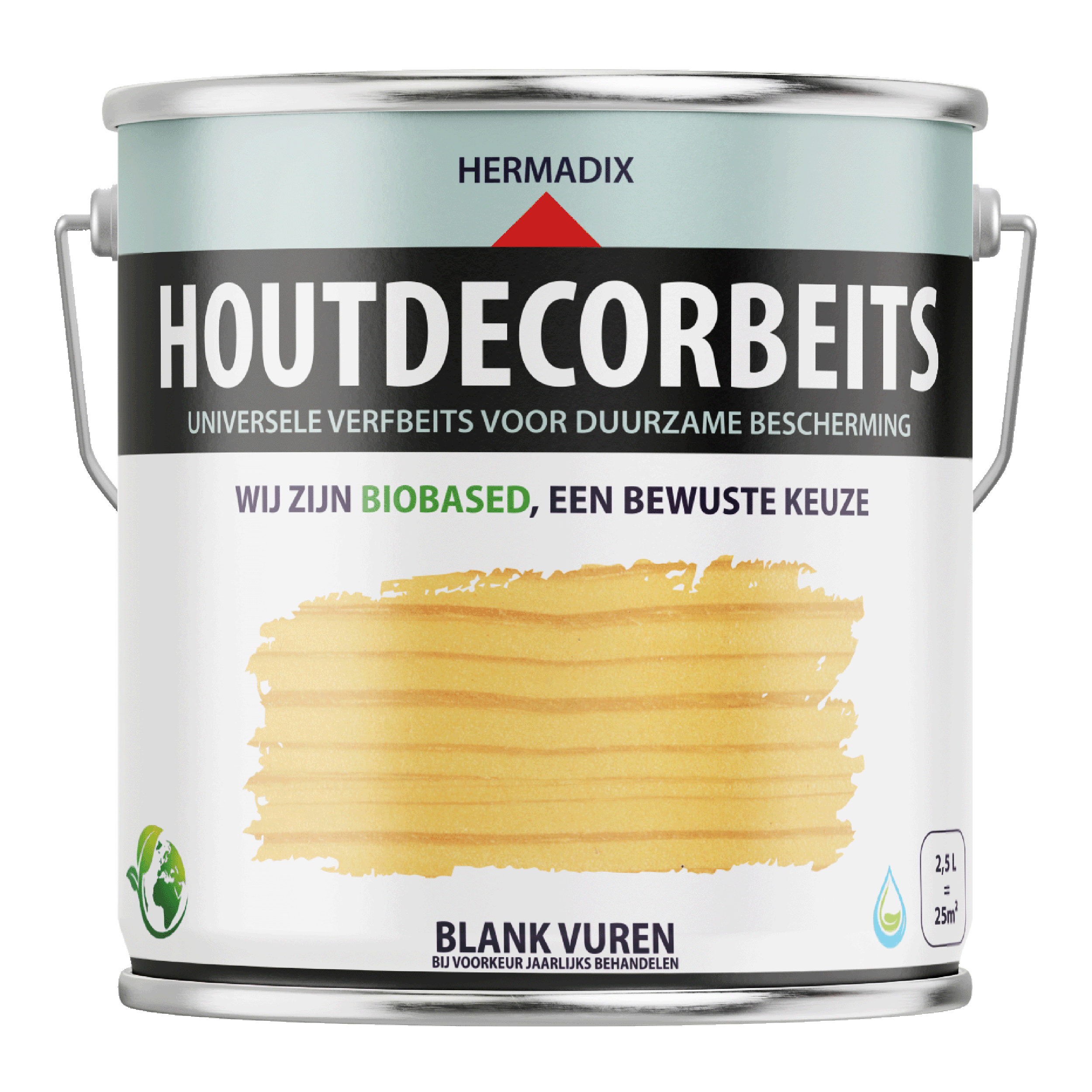 25.865.92 Hermadix  houtdecor zijdeglans - 2500 ml blank vuren (659) transparant 