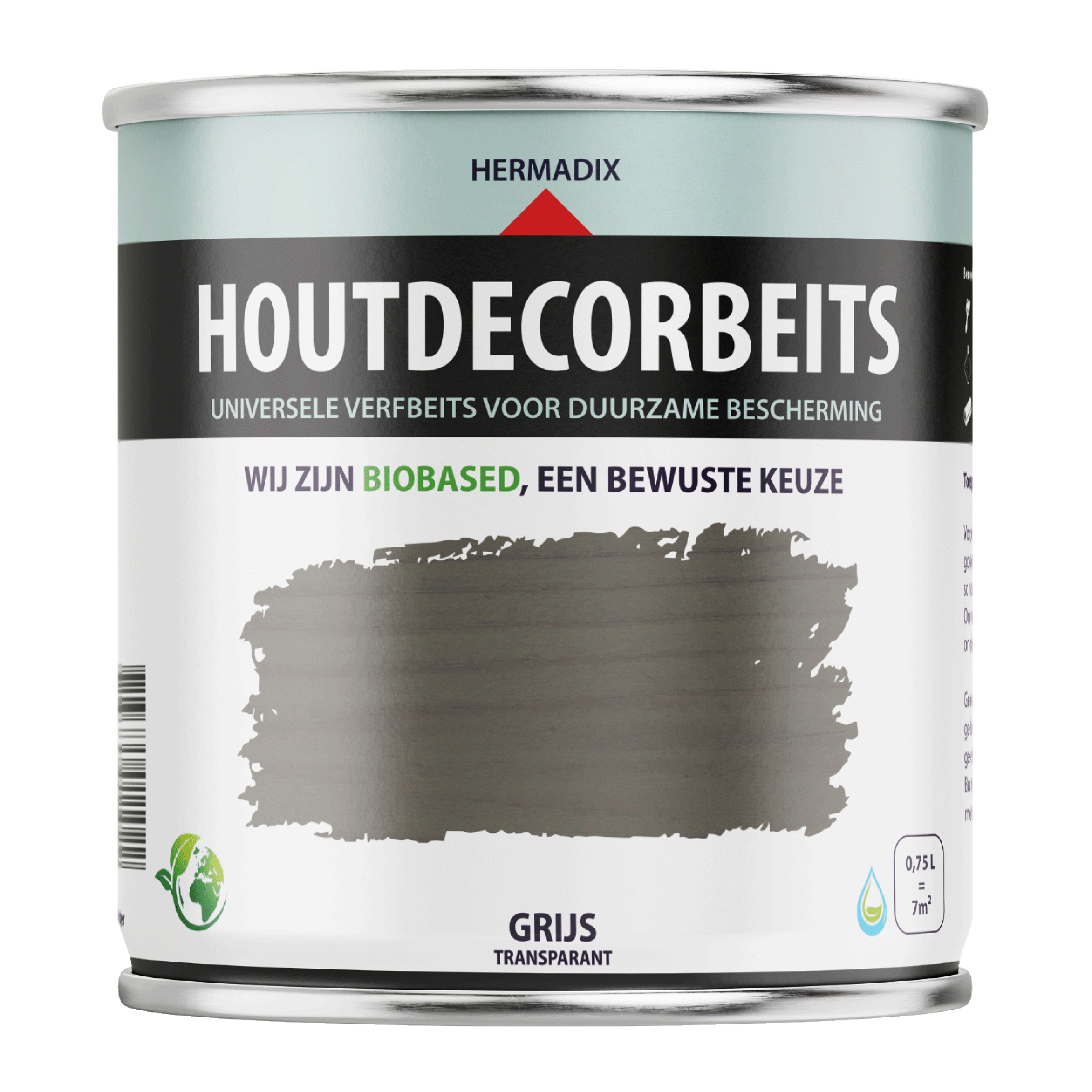 25.866.01 Hermadix  houtdecor zijdeglans - 750 ml grijs (660) transparant 