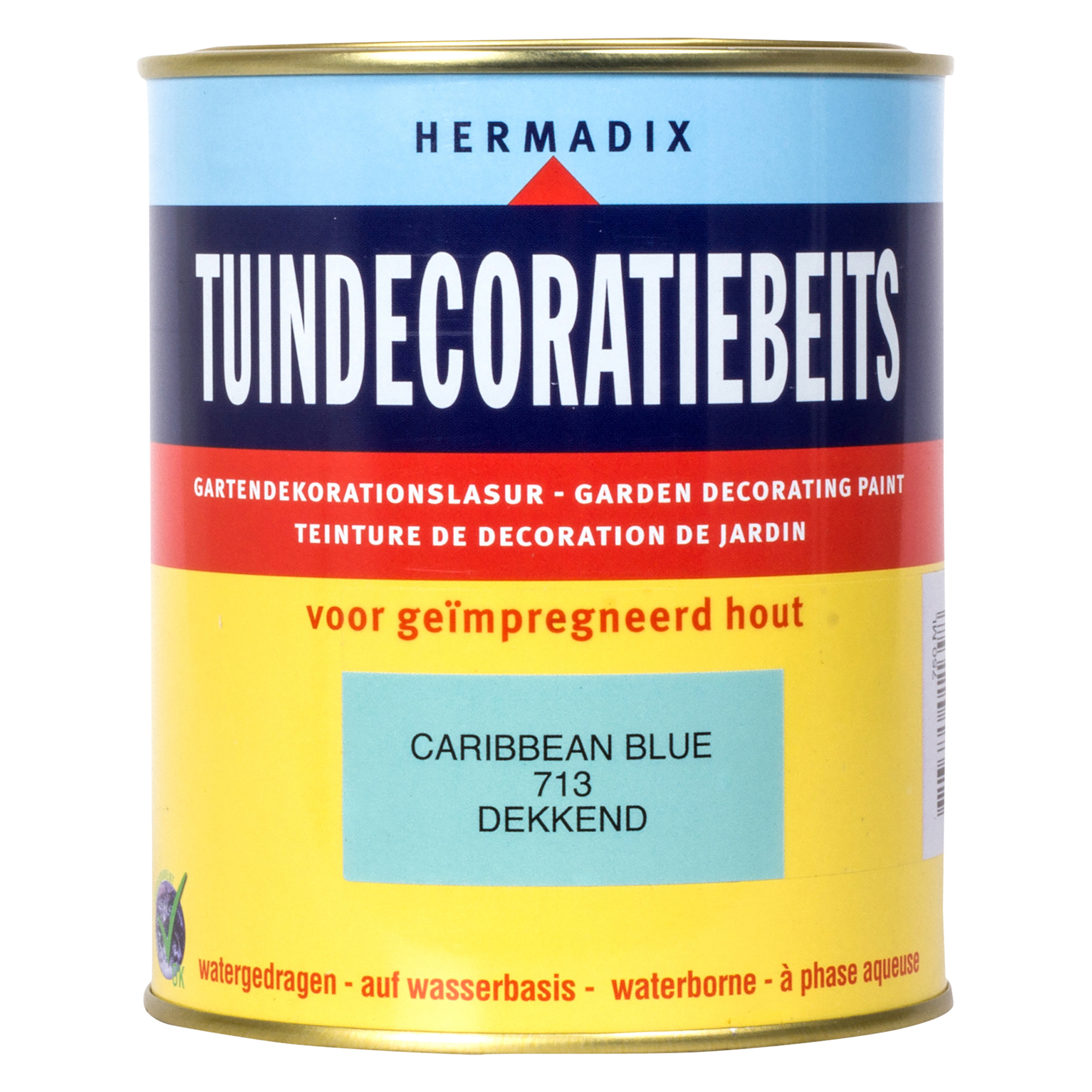 25.871.31 Hermadix  tuindecoratiebeits mat - 750 ml - caribean blue (713) dekkend