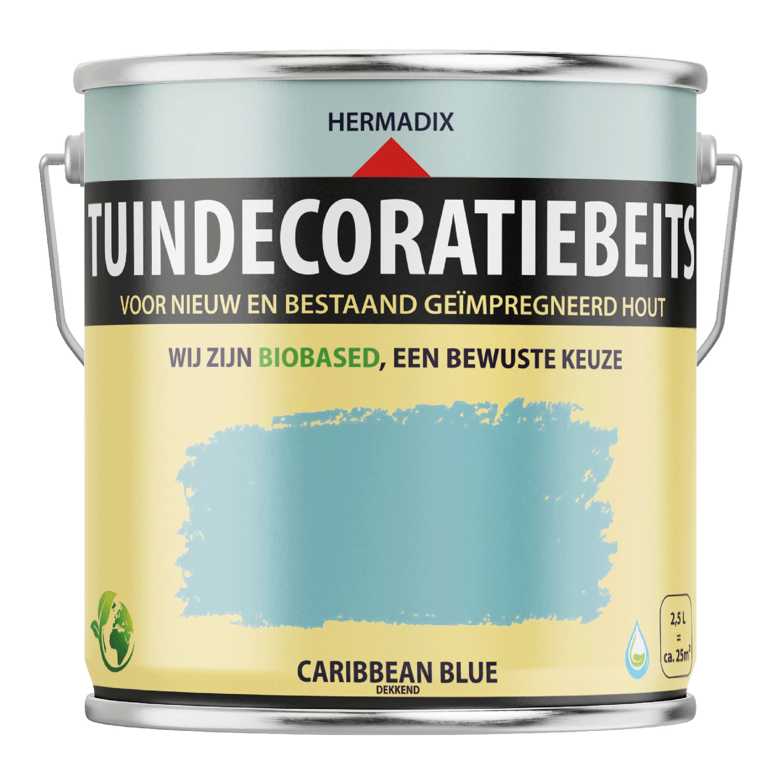 25.871.32 Hermadix  tuindecoratiebeits mat - 2500 ml caribean blue (713) dekkend 