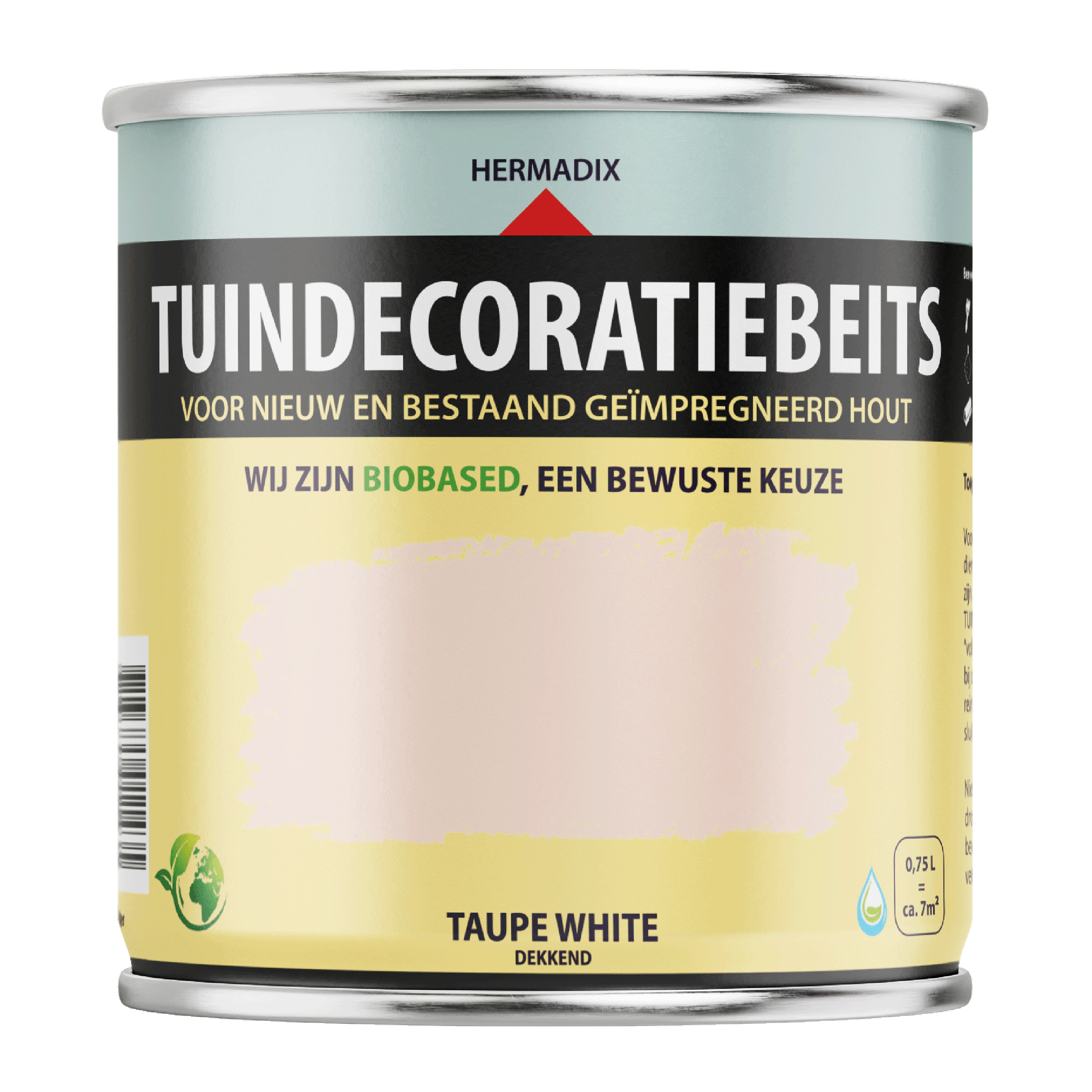 25.871.71 Hermadix  tuindecoratiebeits mat - 750 ml taupe white (717) dekkend 