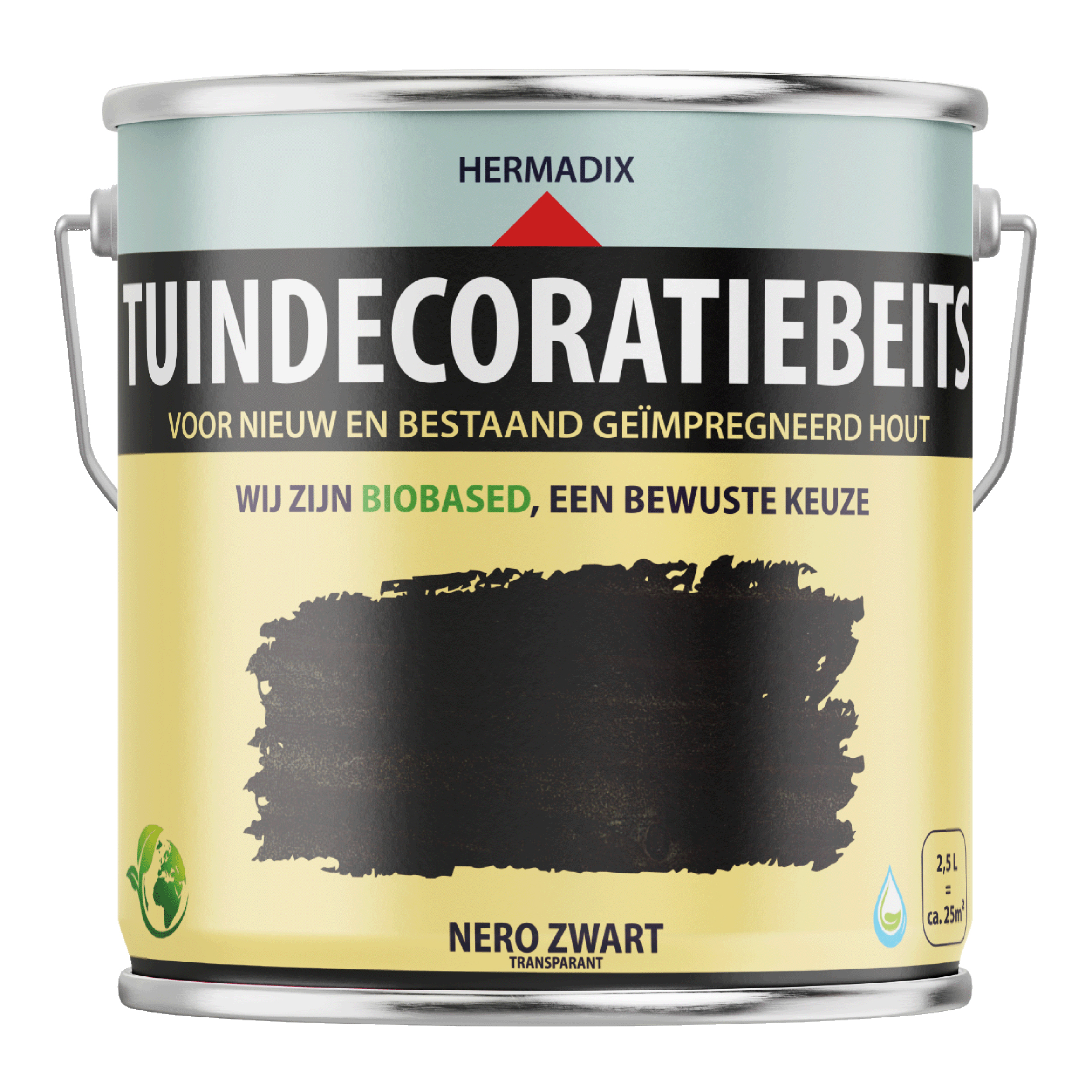 25.872.02 Hermadix  tuindecoratiebeits mat - 2500 ml nero zwart (720) transparant 