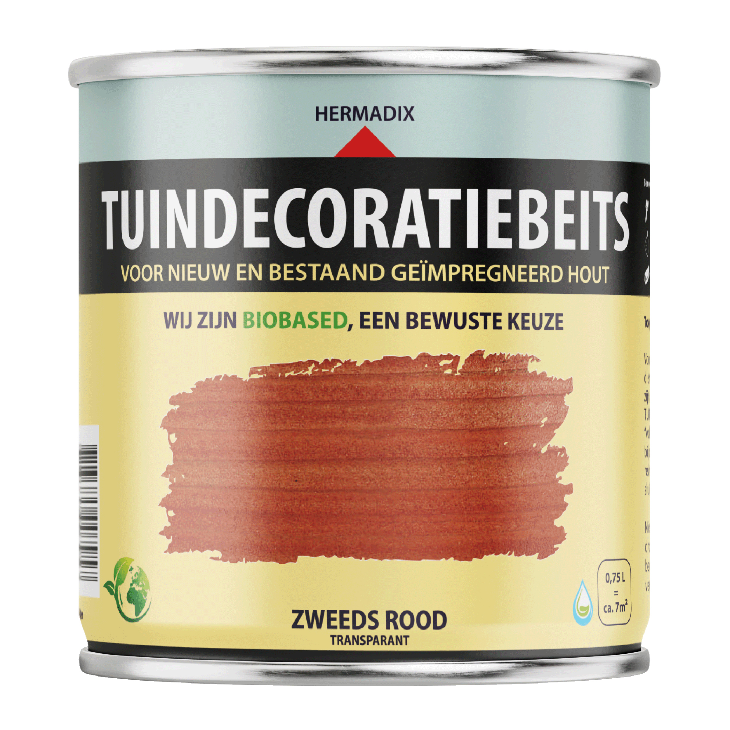 25.876.11 Hermadix  tuindecoratiebeits mat - 750 ml zweeds rood (761) transparant 