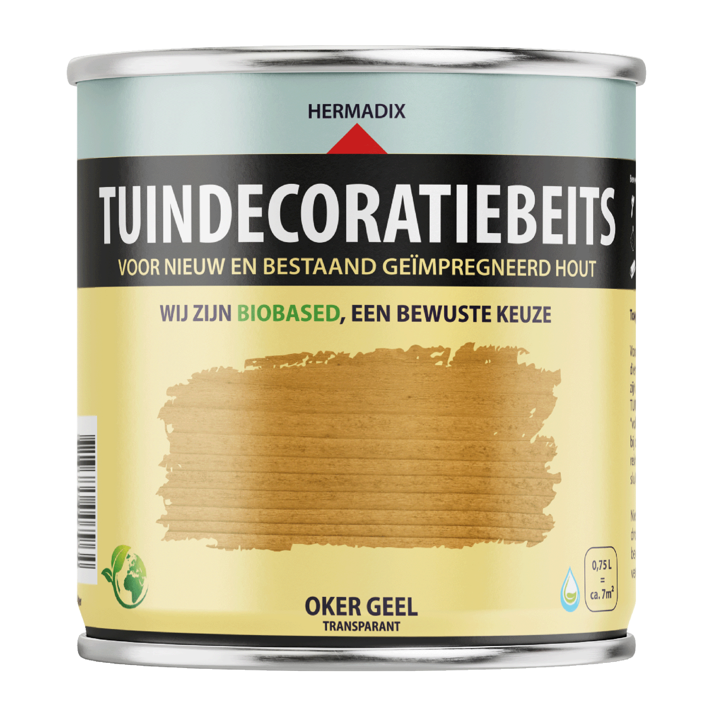 25.876.21 Hermadix  tuindecoratiebeits mat - 750 ml oker geel (762) transparant 