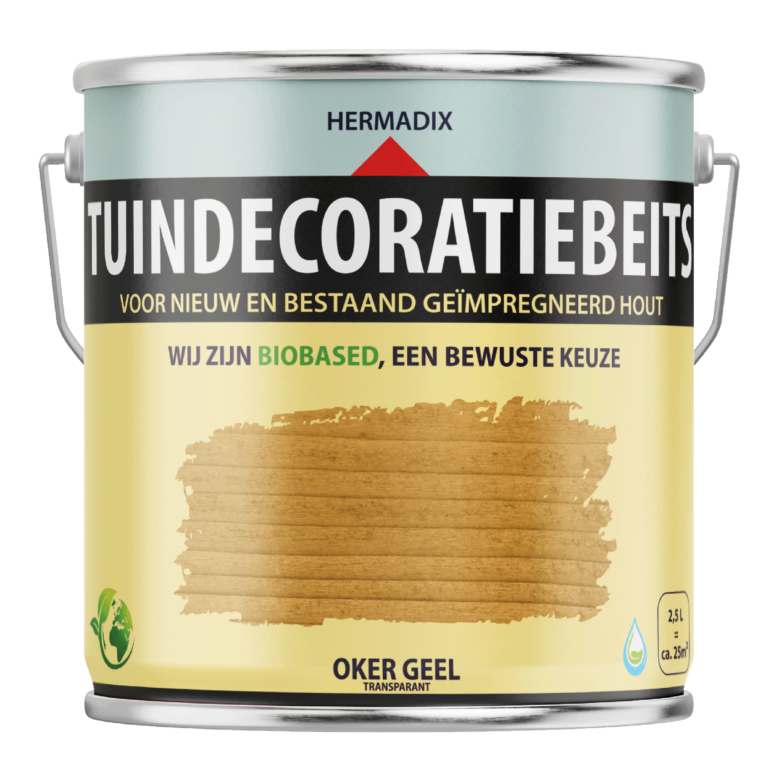 25.876.22 Hermadix  tuindecoratiebeits mat - 2500 ml oker geel (762) transparant 