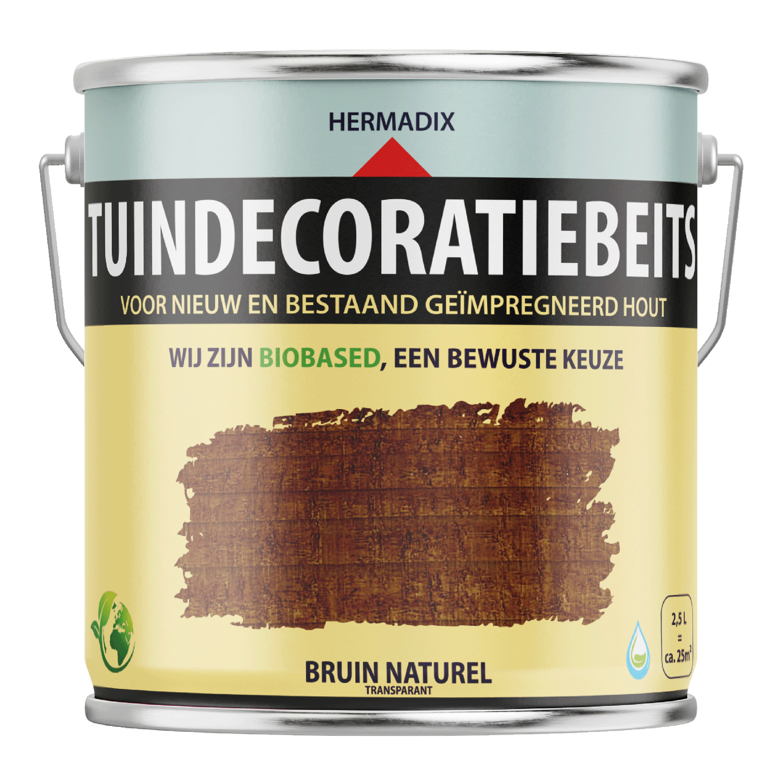 25.876.62 Hermadix  tuindecoratiebeits mat - 2500 ml bruin naturel (766) transparant 