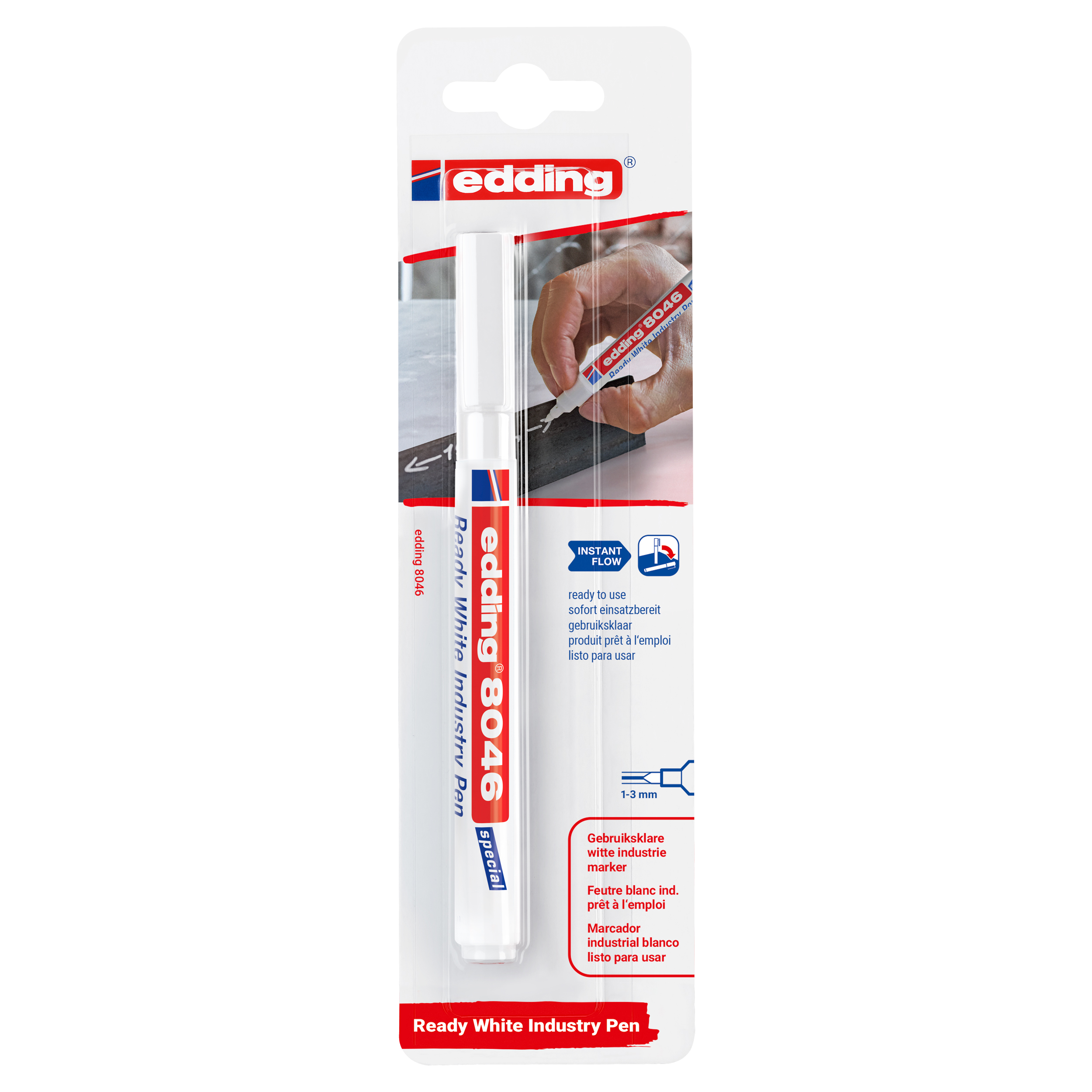 26.200.09 Edding  lakmarker type 8046 - ready industrie - ronde punt 1-3 mm wit 
