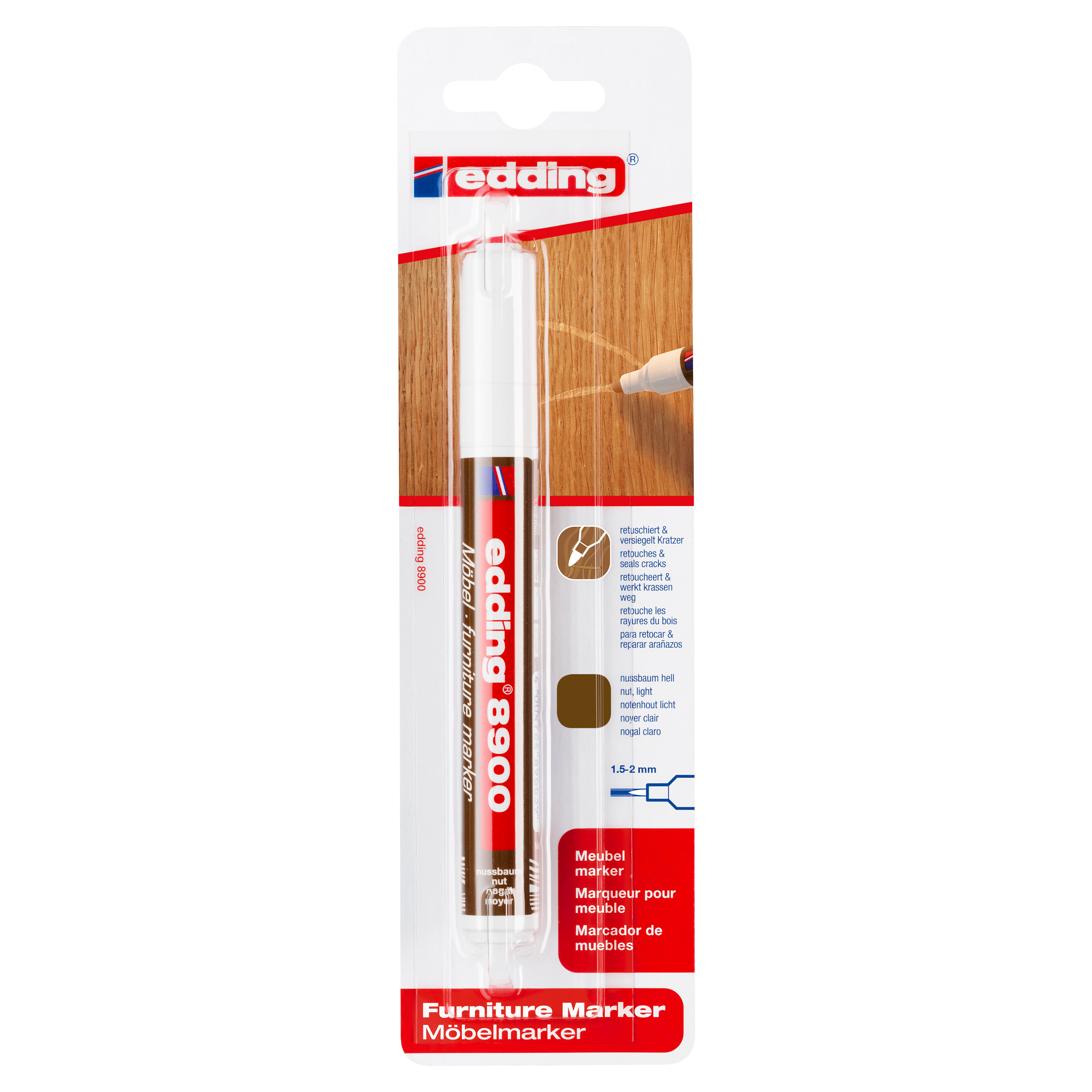 26.200.19 Edding  meubelmarker type 8900 - ronde punt 1.5 - 2 mm notenhout licht 
