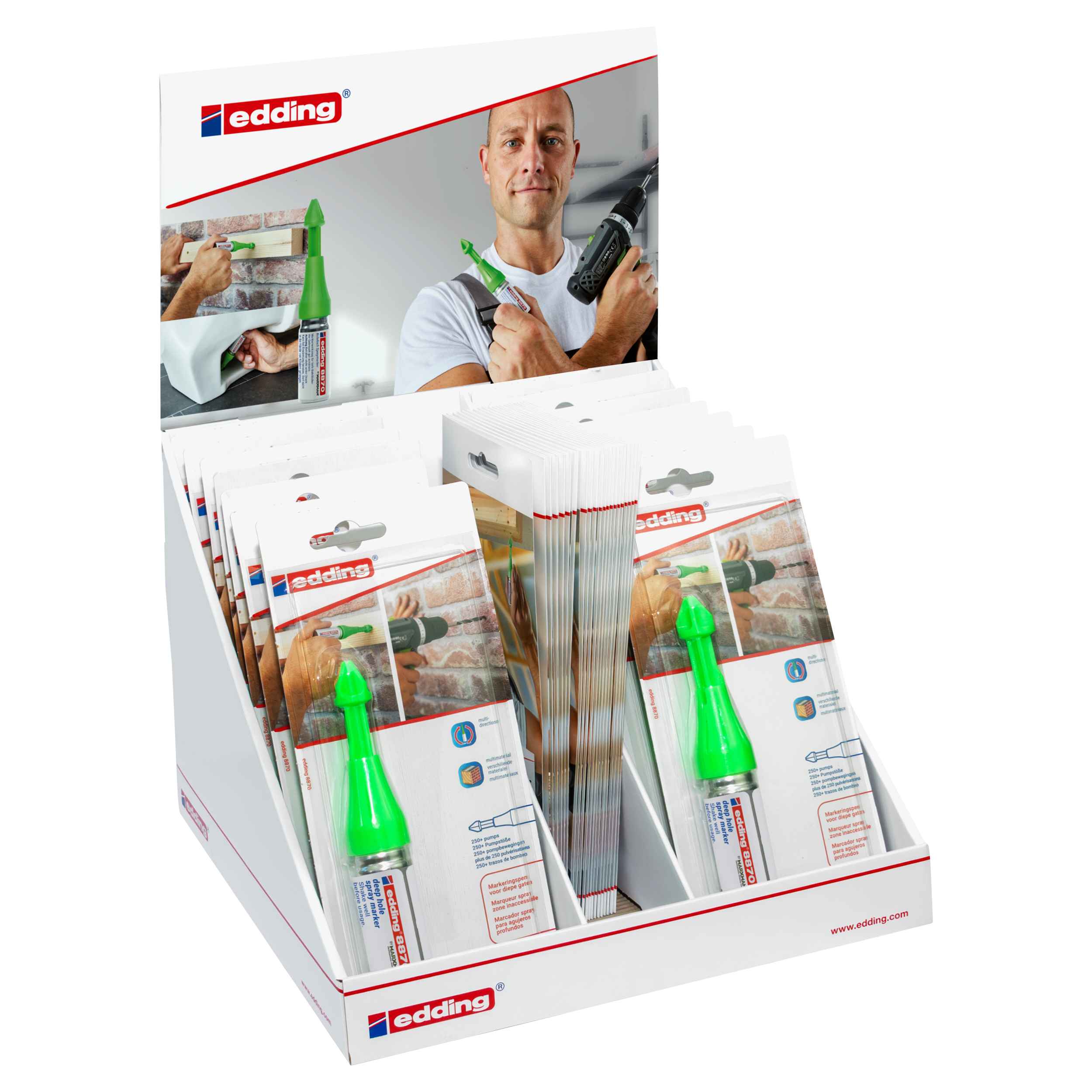 26.200.70 Edding  spraymarker type 8870 - display - diep gat neongroen 