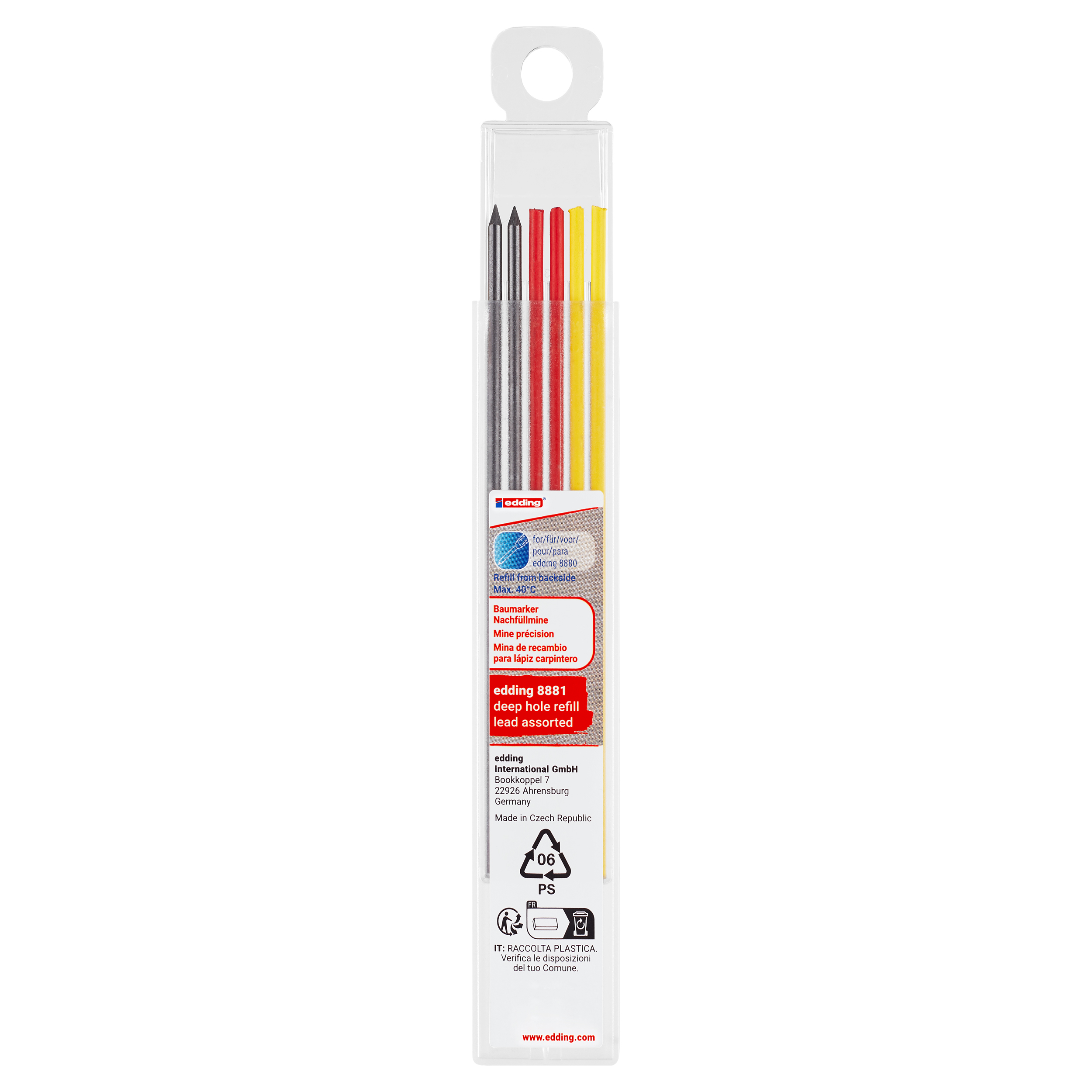 26.200.81 Edding  navullood set - type 8881 - grafiet geel/zwart/rood 