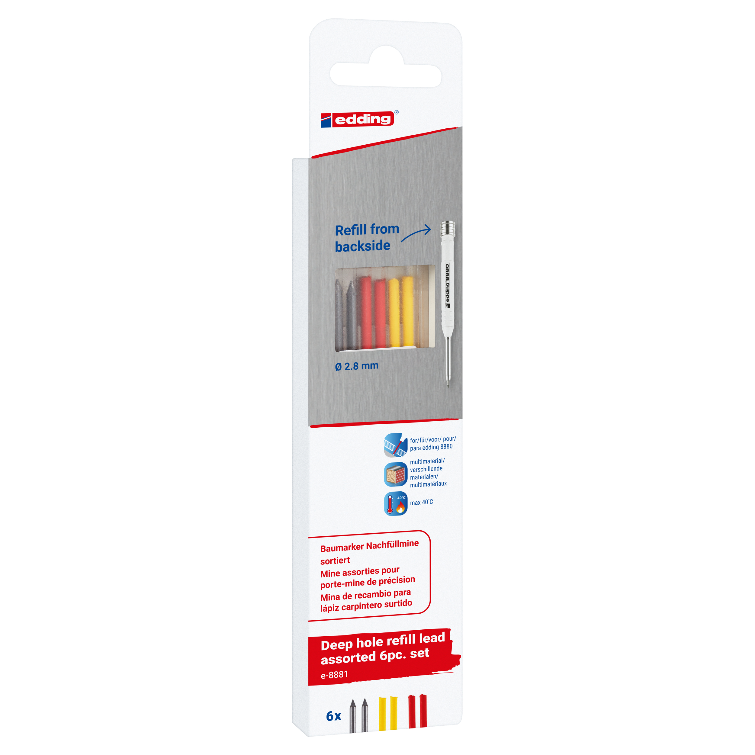 26.200.83 Edding  navullood set - type 8881 - grafiet geel/zwart/rood 