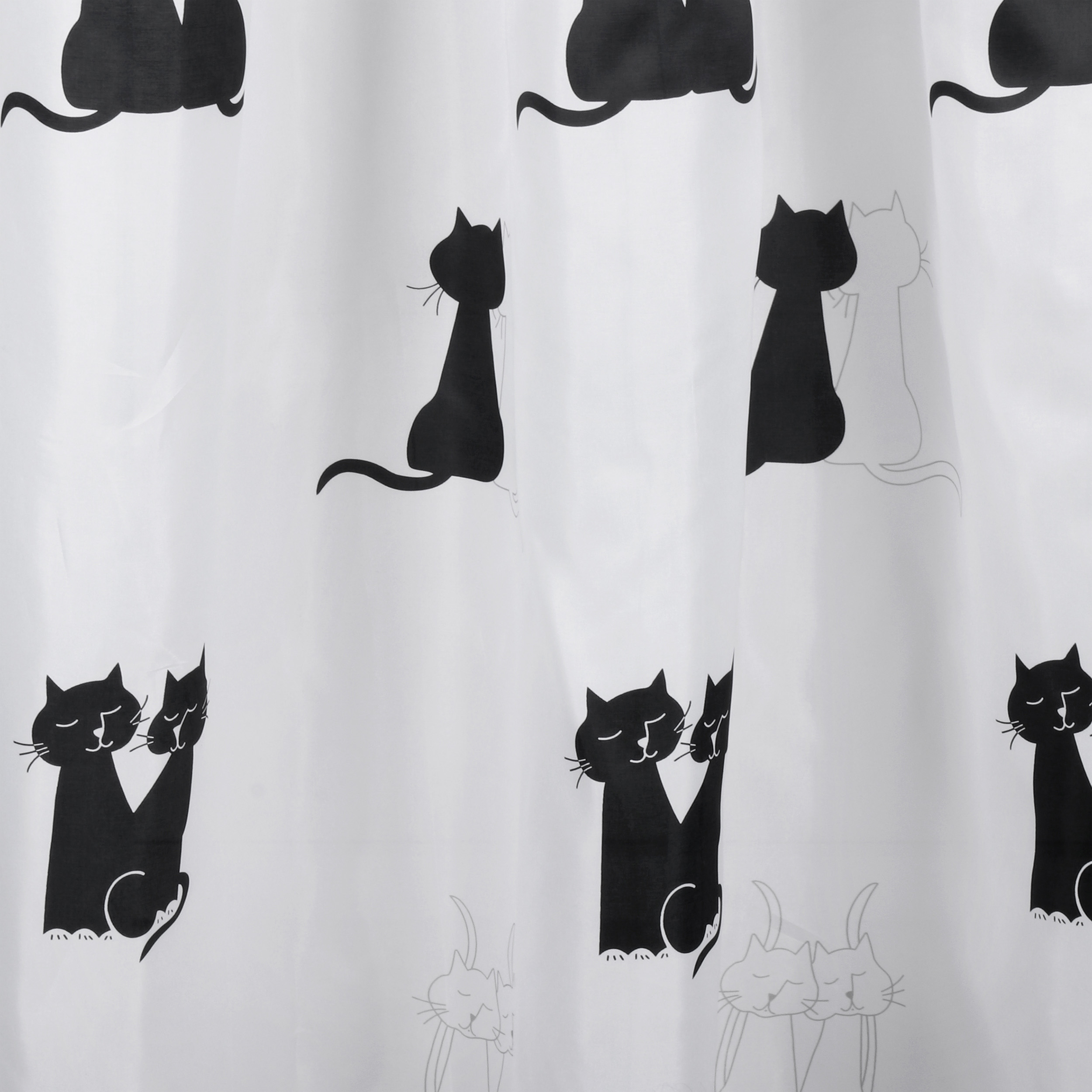 31.010.21 Differnz Cats douchegordijn 100% polyester - verzwaarde onderzoom  180 x 200 cm